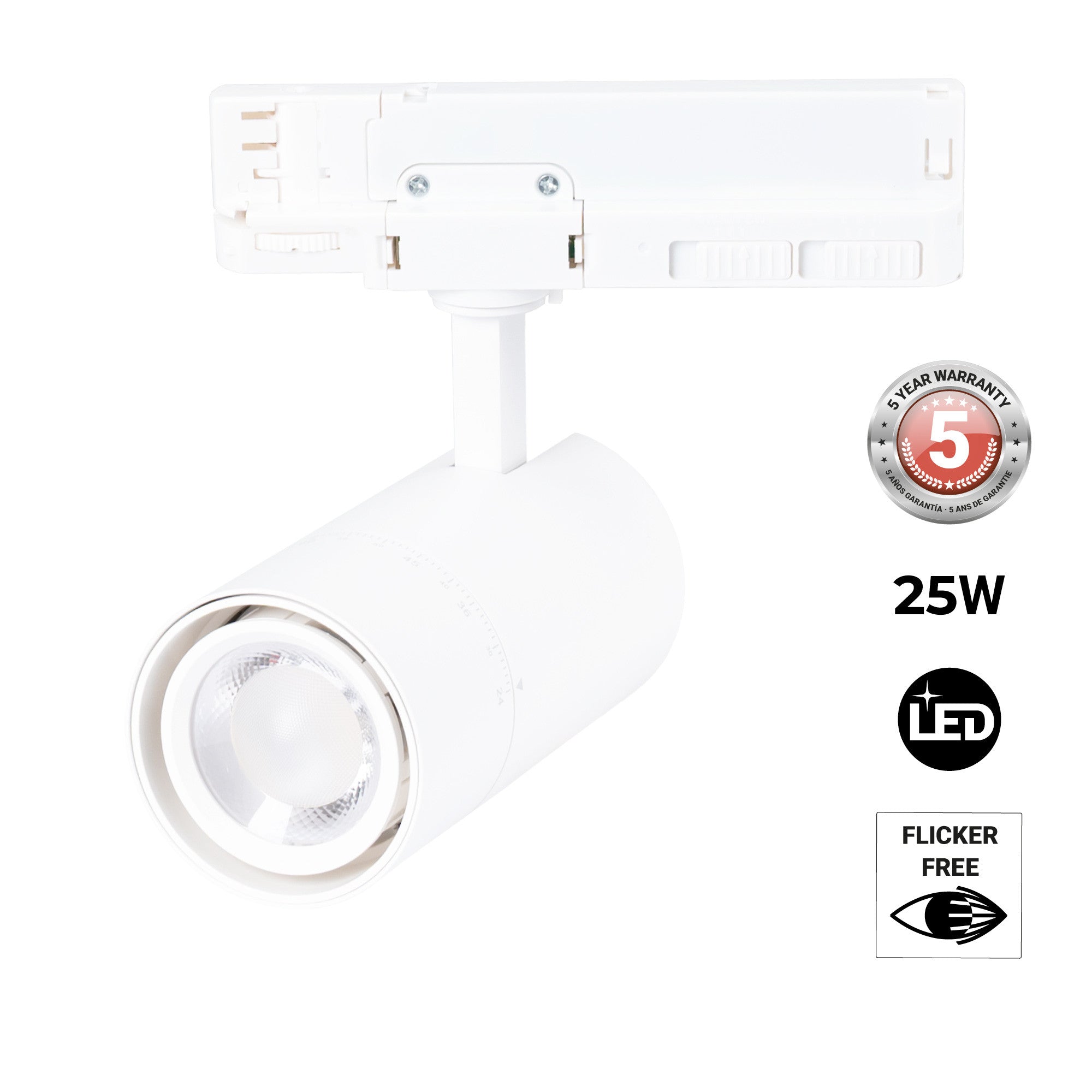 Proyector LED para carril trifásico - Potencia ajustable + ZOOM: 15W/20W/25W - CCT