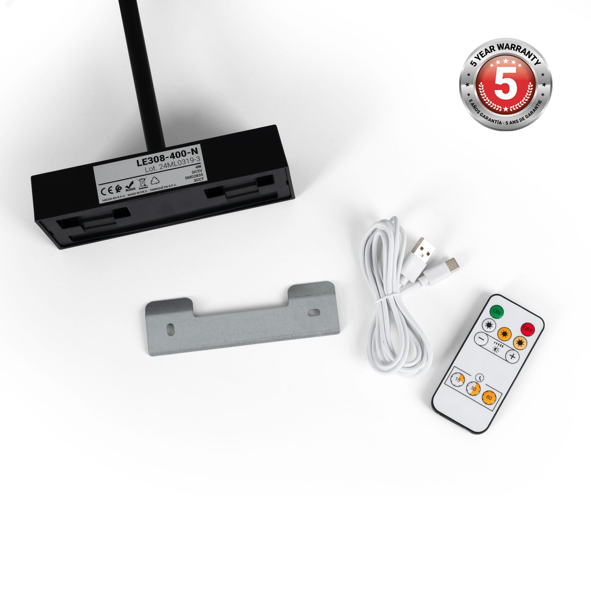 Aplique LED tubular con batería - 4W - Mando a distancia - CCT + DIM + Temporizador