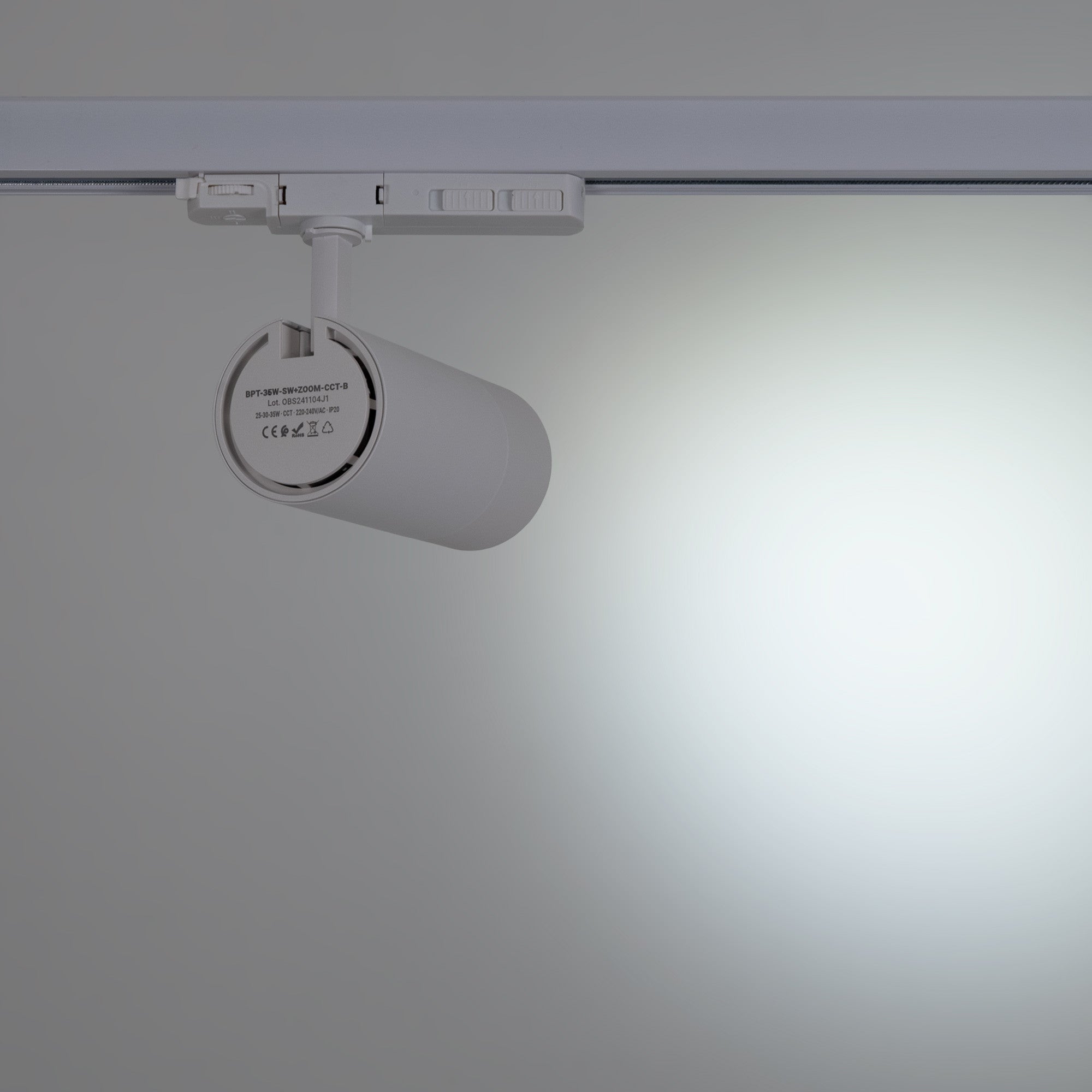 Proyector LED para carril trifásico - Potencia ajustable + ZOOM: 25W/30W/35W - CCT