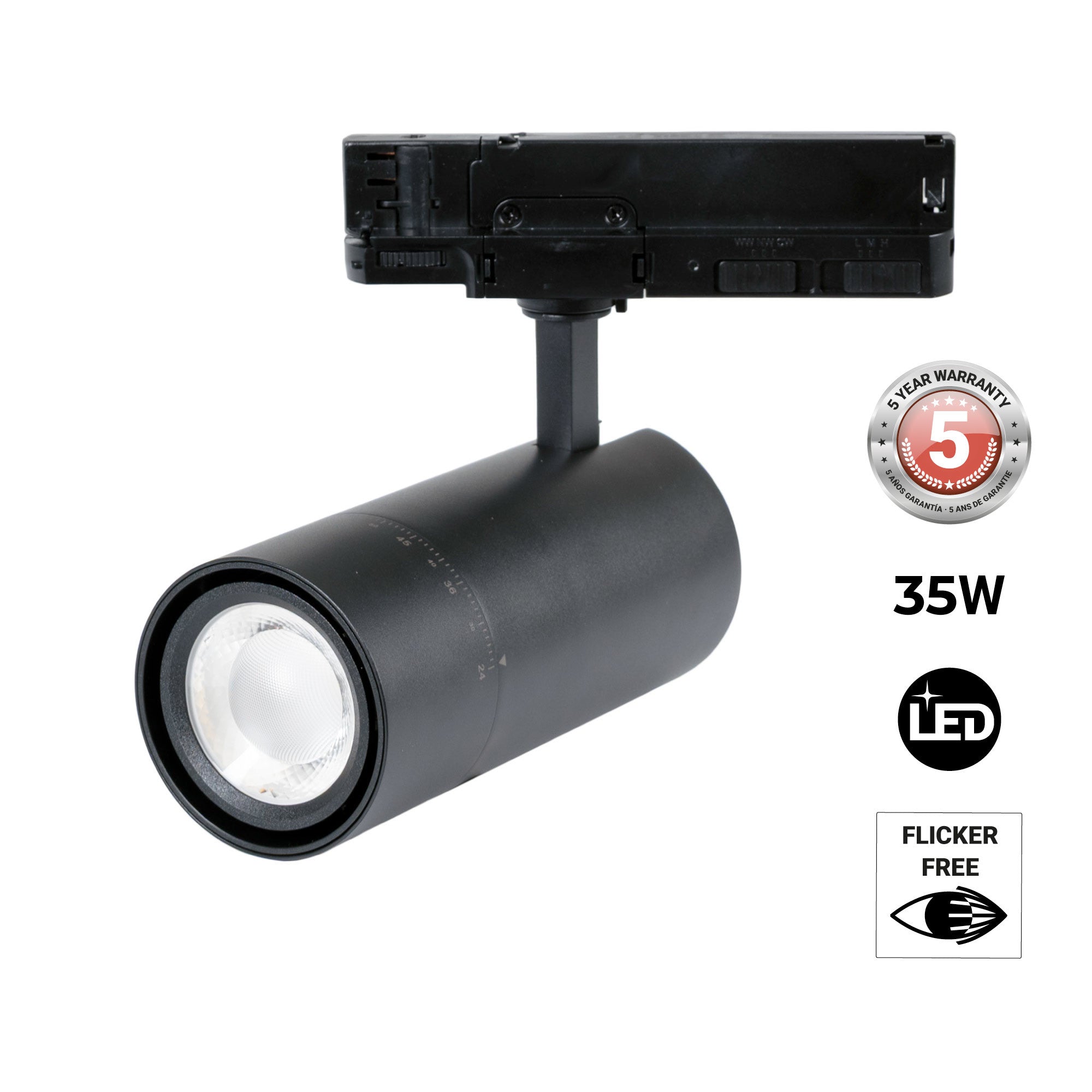 Proyector LED para carril trifásico - Potencia ajustable + ZOOM: 25W/30W/35W - CCT