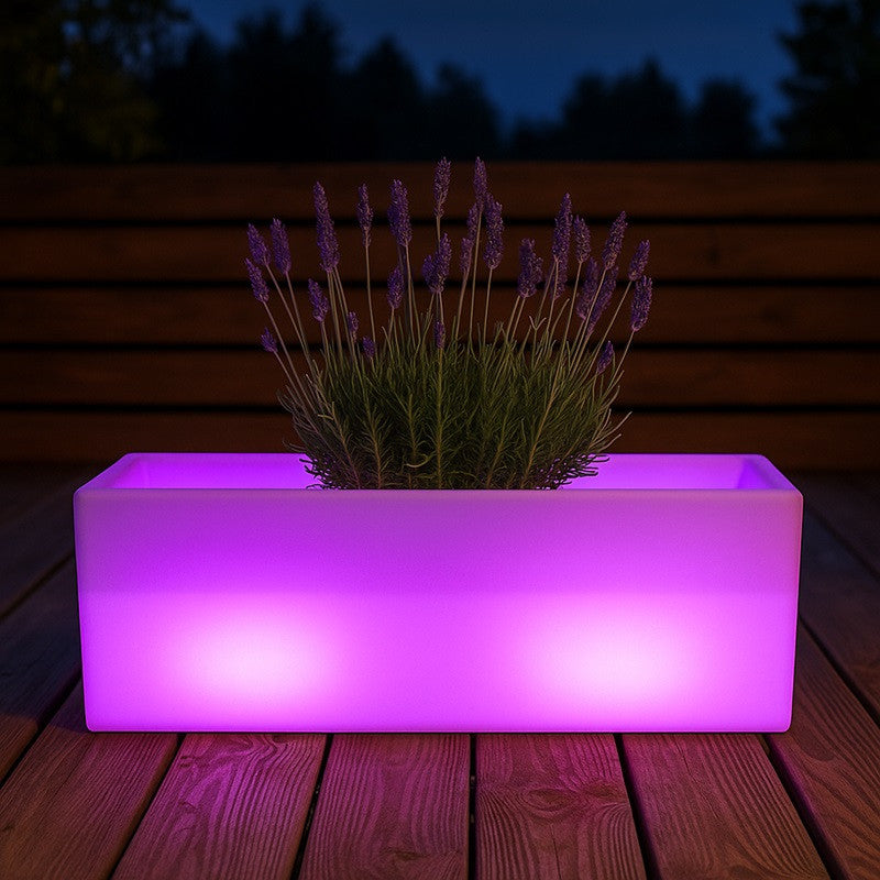 Macetero rectangular LED RGBW - 24W - Recargable - Mando a distancia