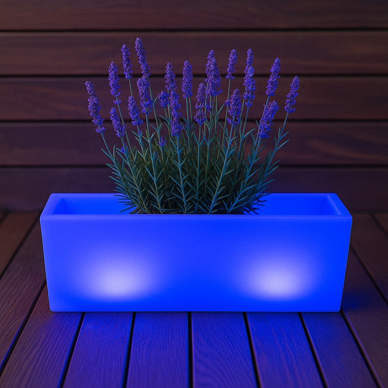 Macetero rectangular LED RGBW - 24W - Recargable - Mando a distancia