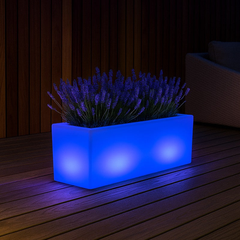 Macetero rectangular LED RGBW - 24W - Recargable - Mando a distancia