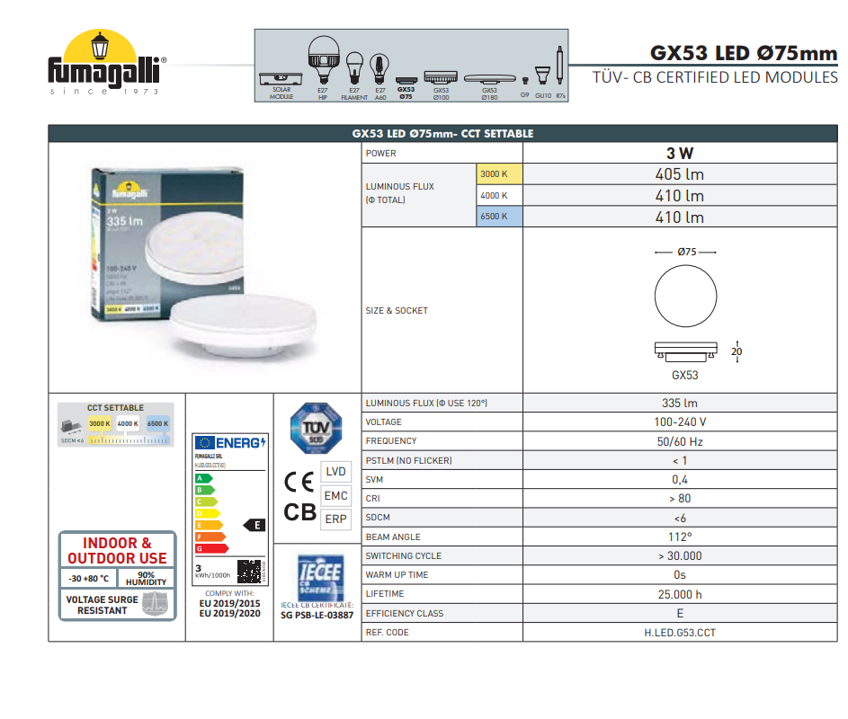 Baliza LED exterior superficie "EXTRALETI 100 - FUMAGALLI"- 3W