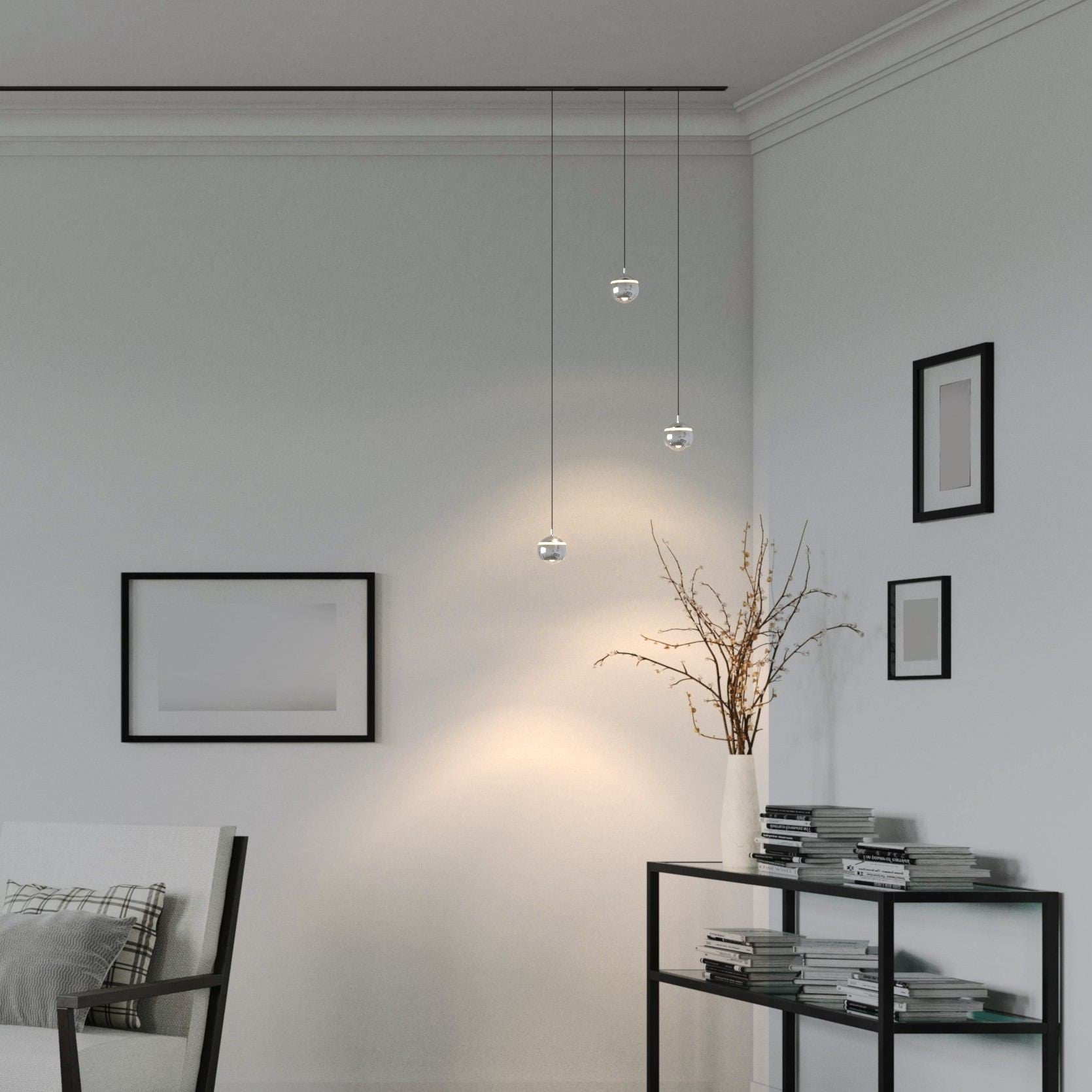 Lámpara colgante LED para carril magnético 48V "JADE"- Ø10 - 7W - 2700K - Chip OSRAM