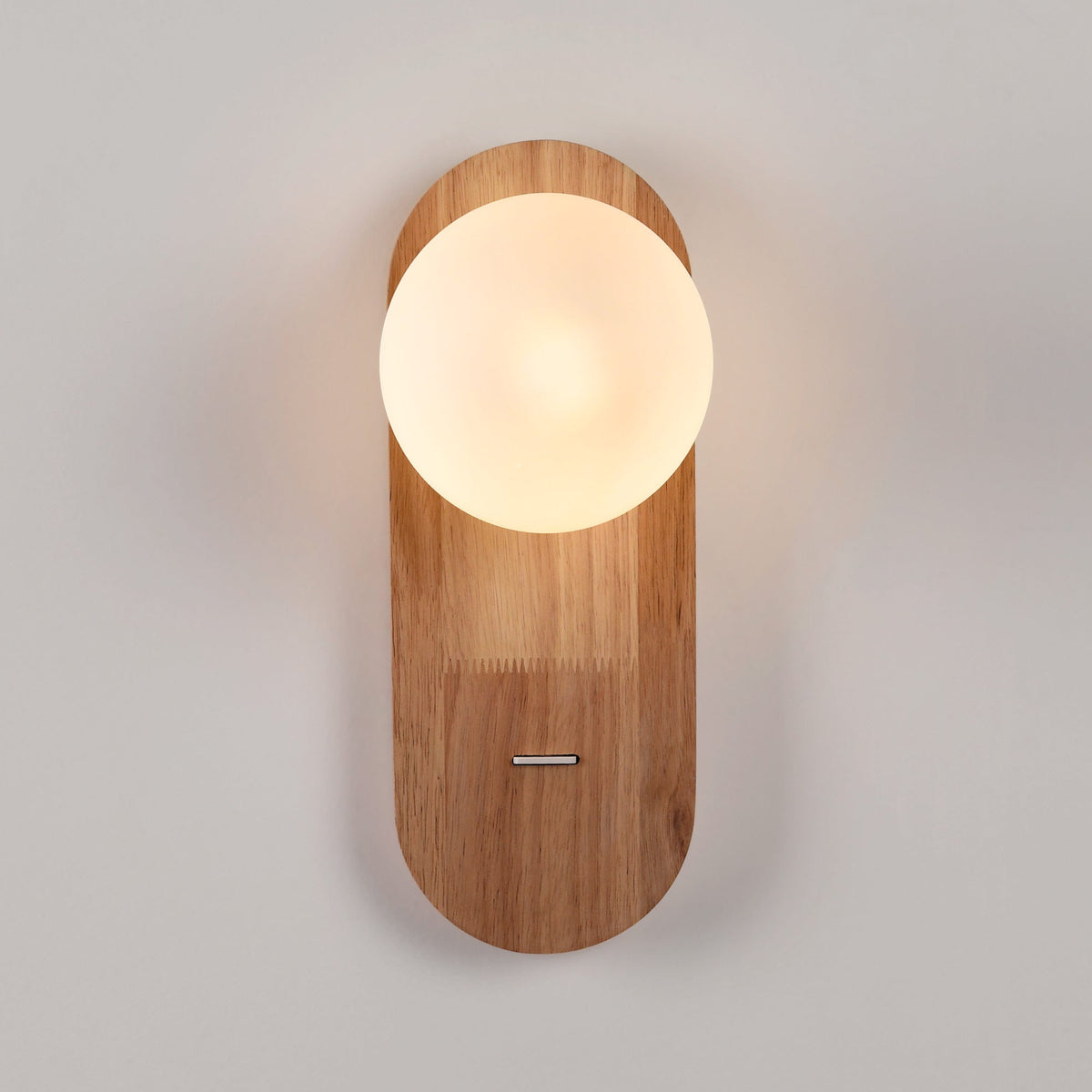 Aplique de pared bola cristal "SOMA" con interruptor - E27 - Madera