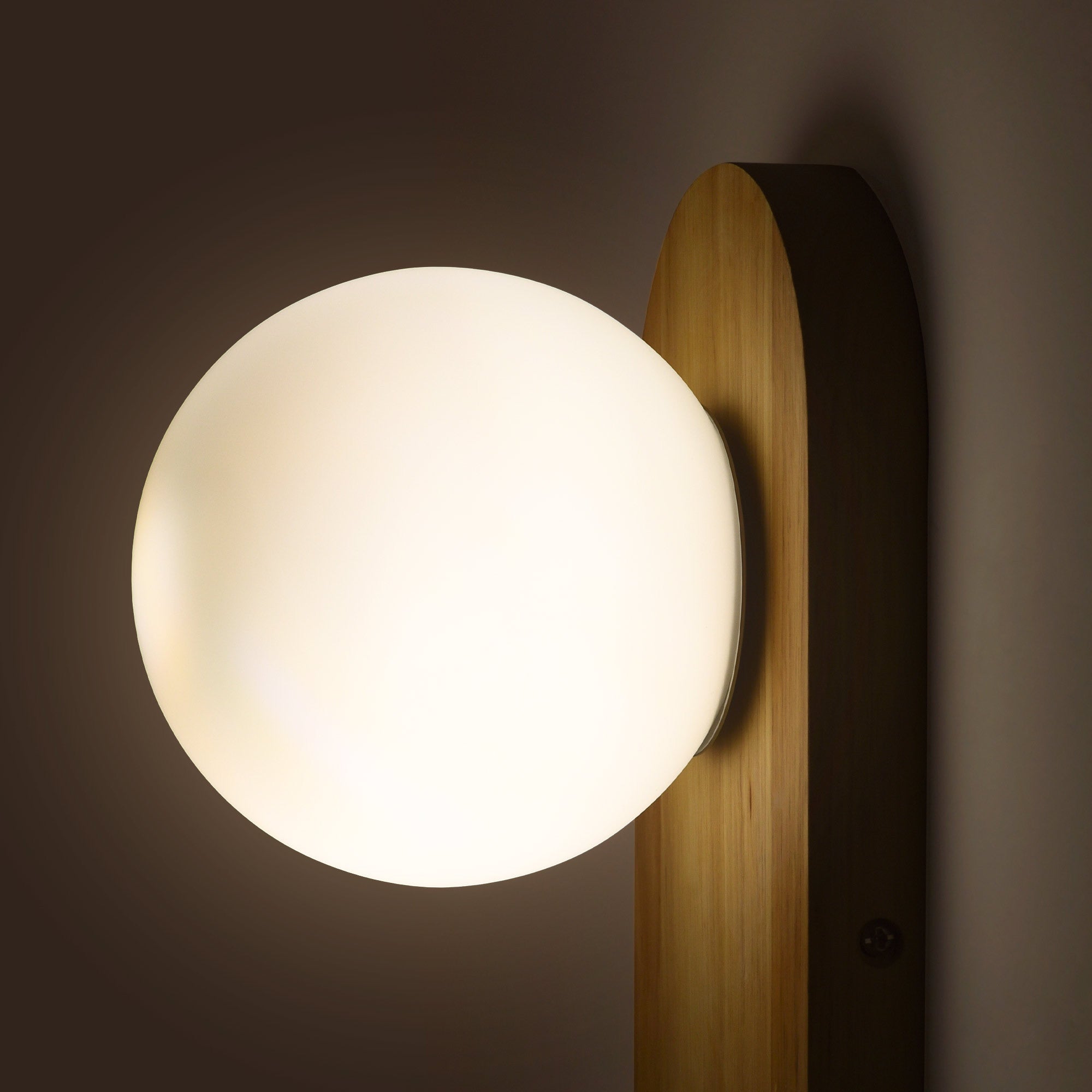 Aplique de pared bola cristal "SOMA" con interruptor - E27 - Madera