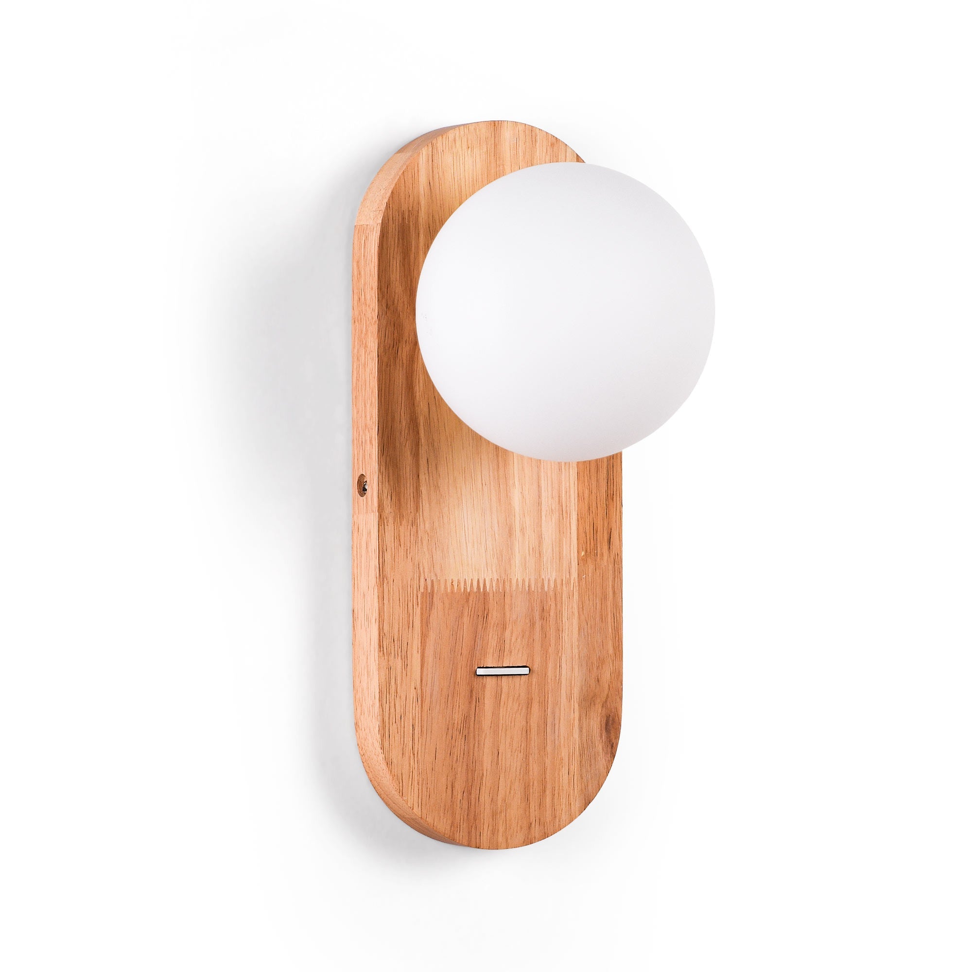 Aplique de pared bola cristal "SOMA" con interruptor - E27 - Madera
