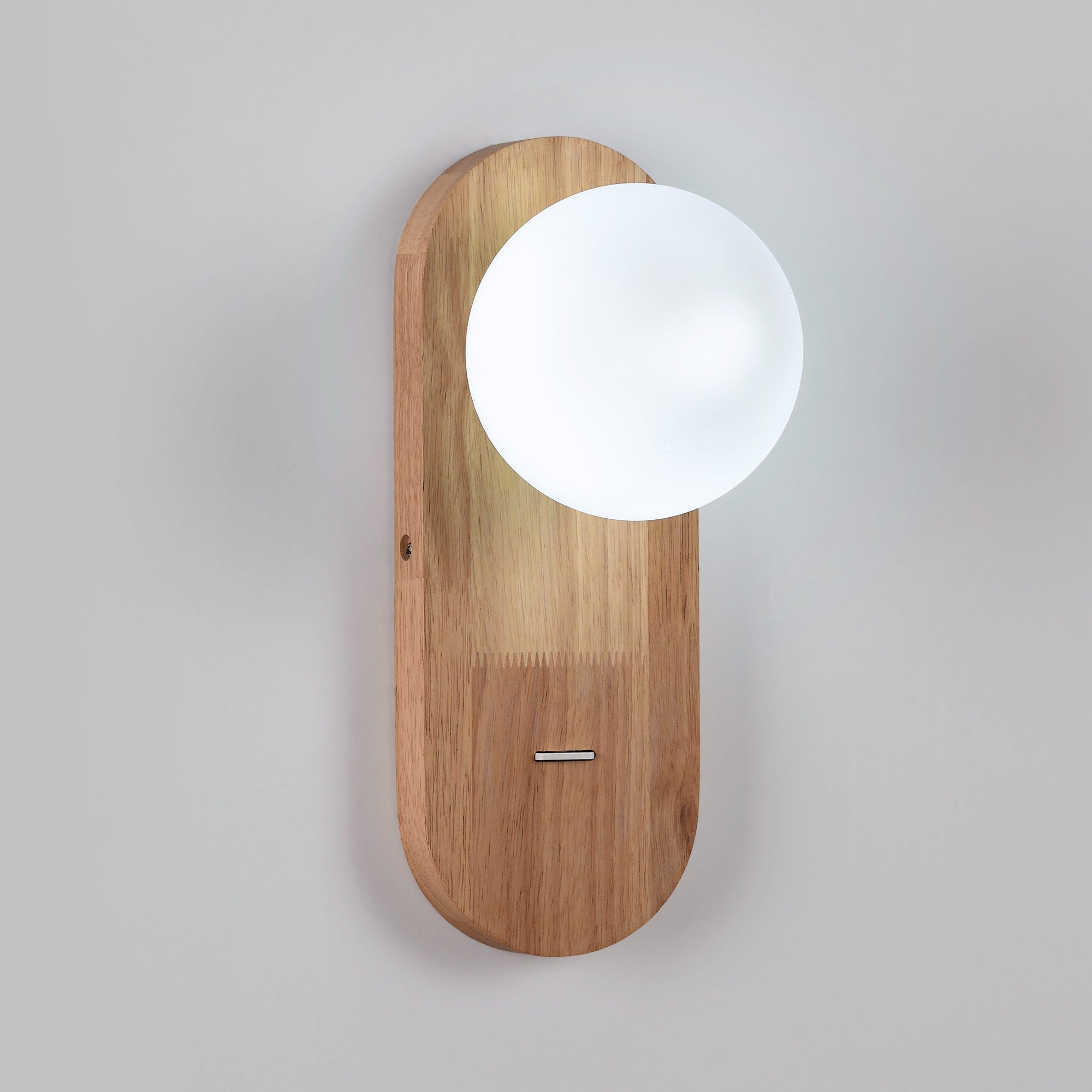 Aplique de pared bola cristal "SOMA" con interruptor - E27 - Madera