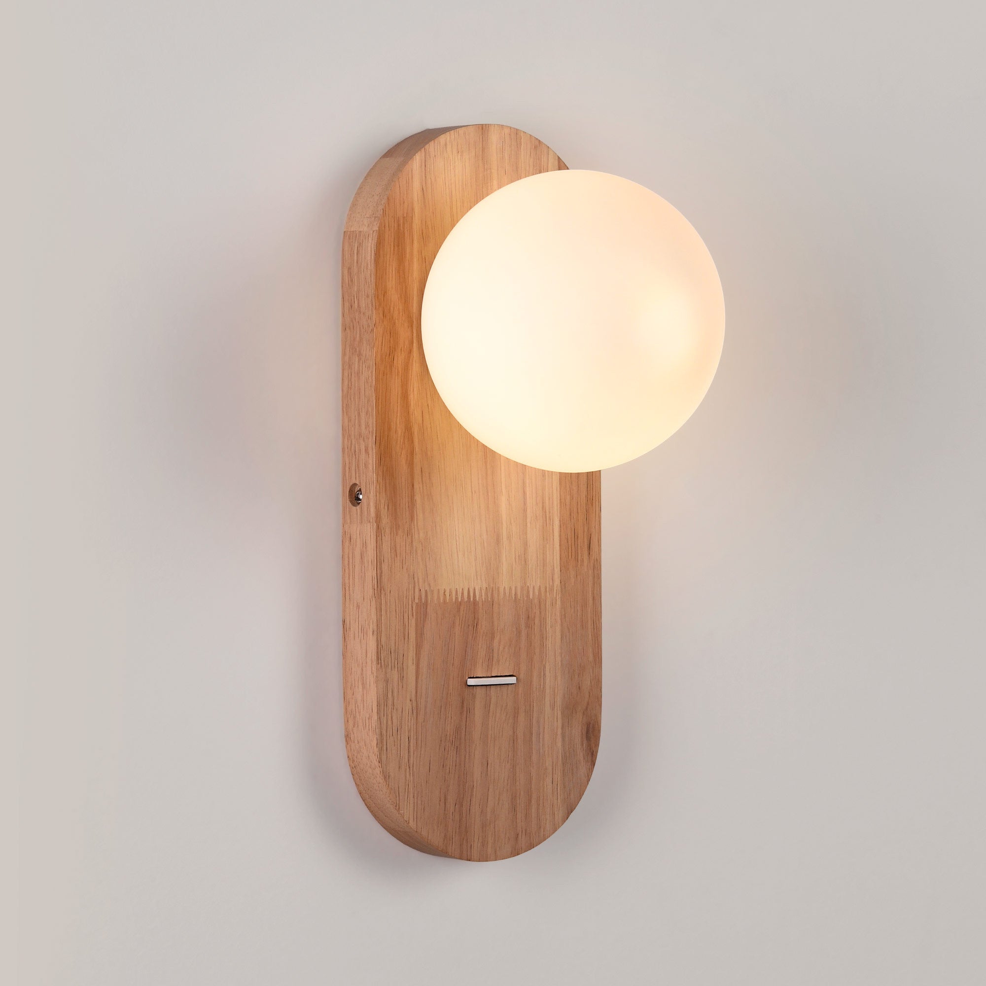 Aplique de pared bola cristal "SOMA" con interruptor - E27 - Madera