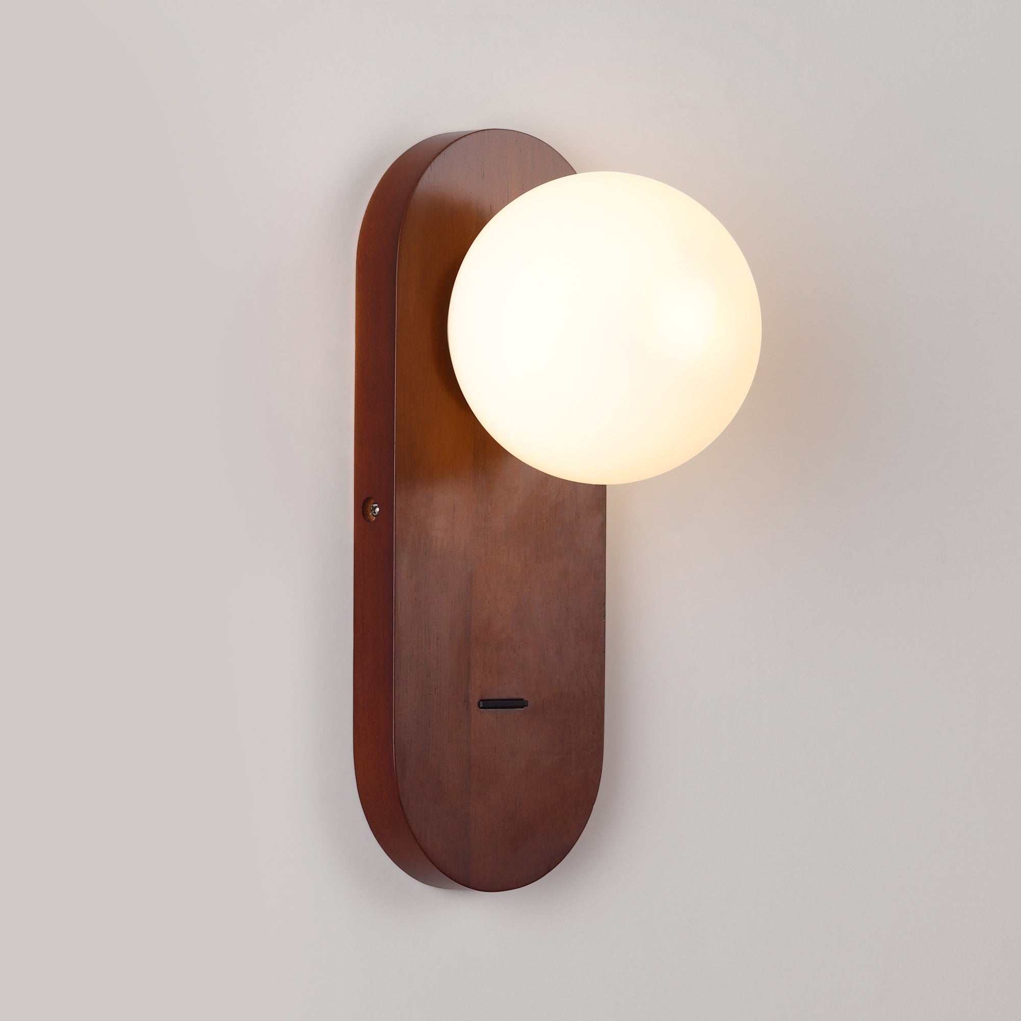 Aplique de pared bola cristal "SOMA" con interruptor - E27 - Madera