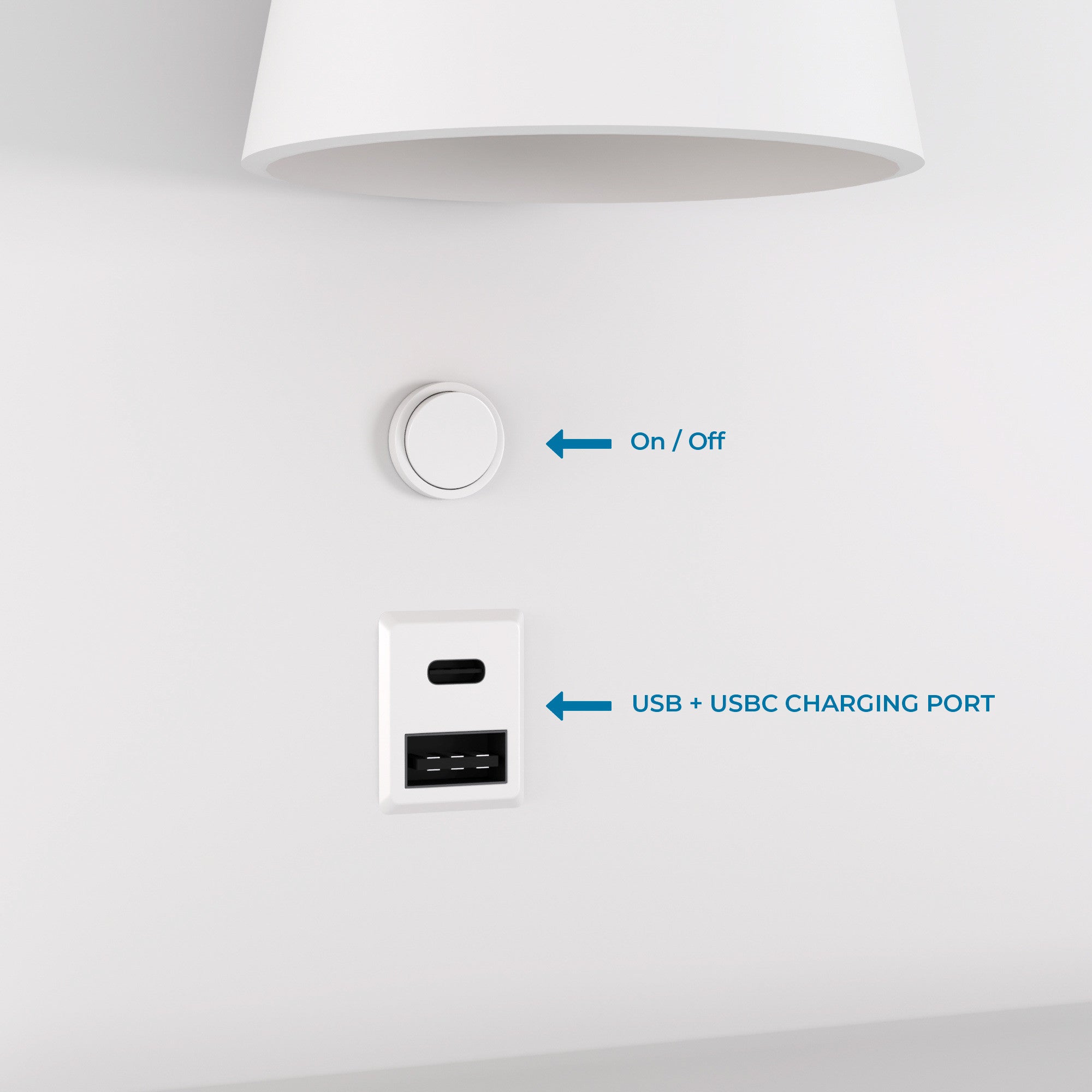 Aplique de pared para lectura con puerto USB y USBC "BASKOP" - 6W - Izquierda y Derecha