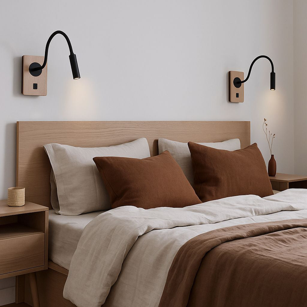 Aplique de pared flexible para lectura "LONDON" - Chip CREE - 3W - USB+USBC