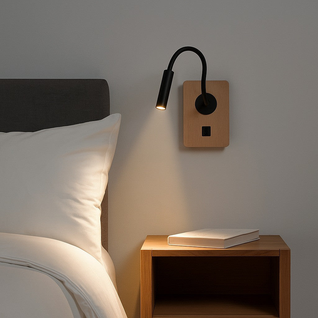 Aplique de pared flexible para lectura "LONDON" - Chip CREE - 3W - USB+USBC