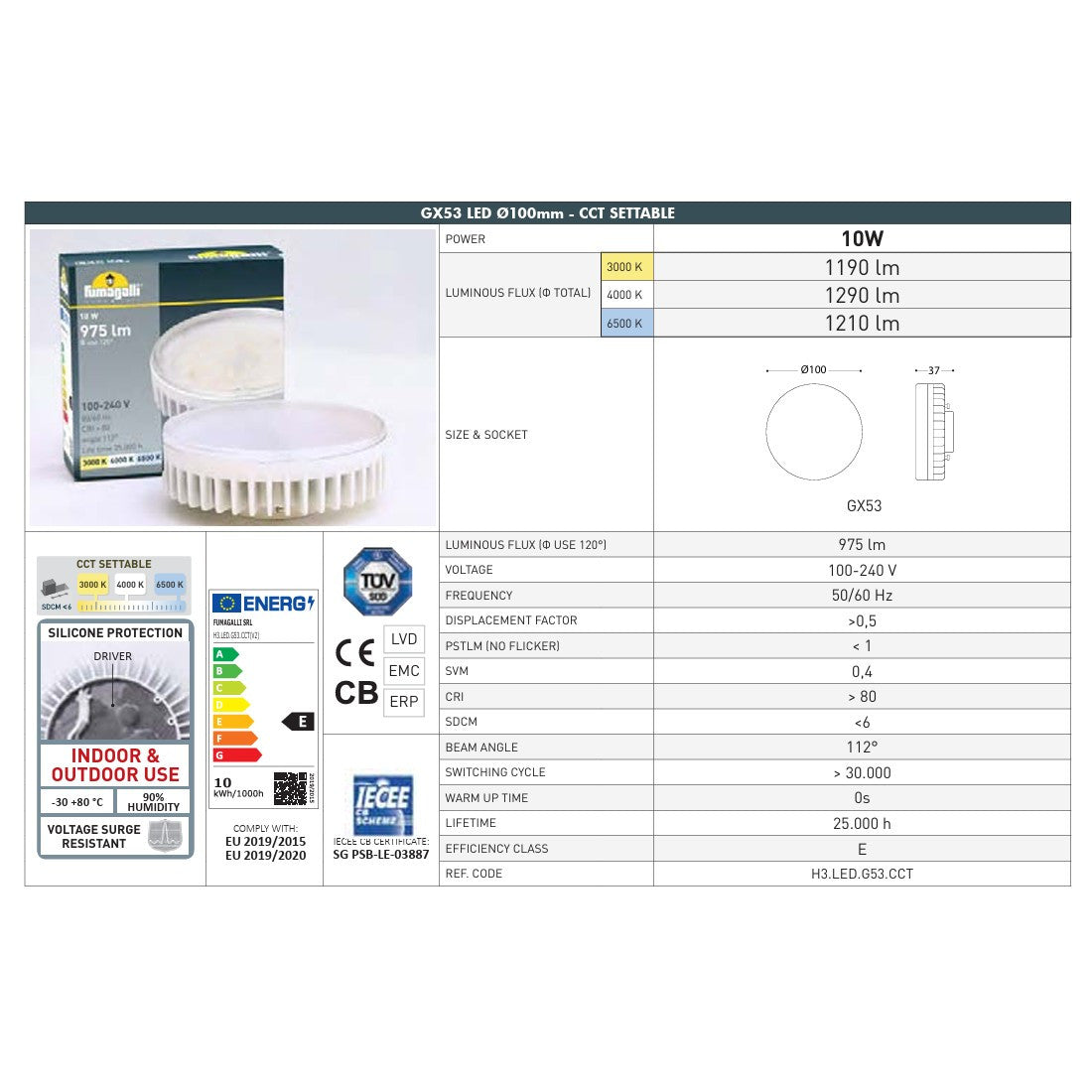 Aplique de pared FUMAGALLI "ELISA WALL" - GX53 - 10W - CCT