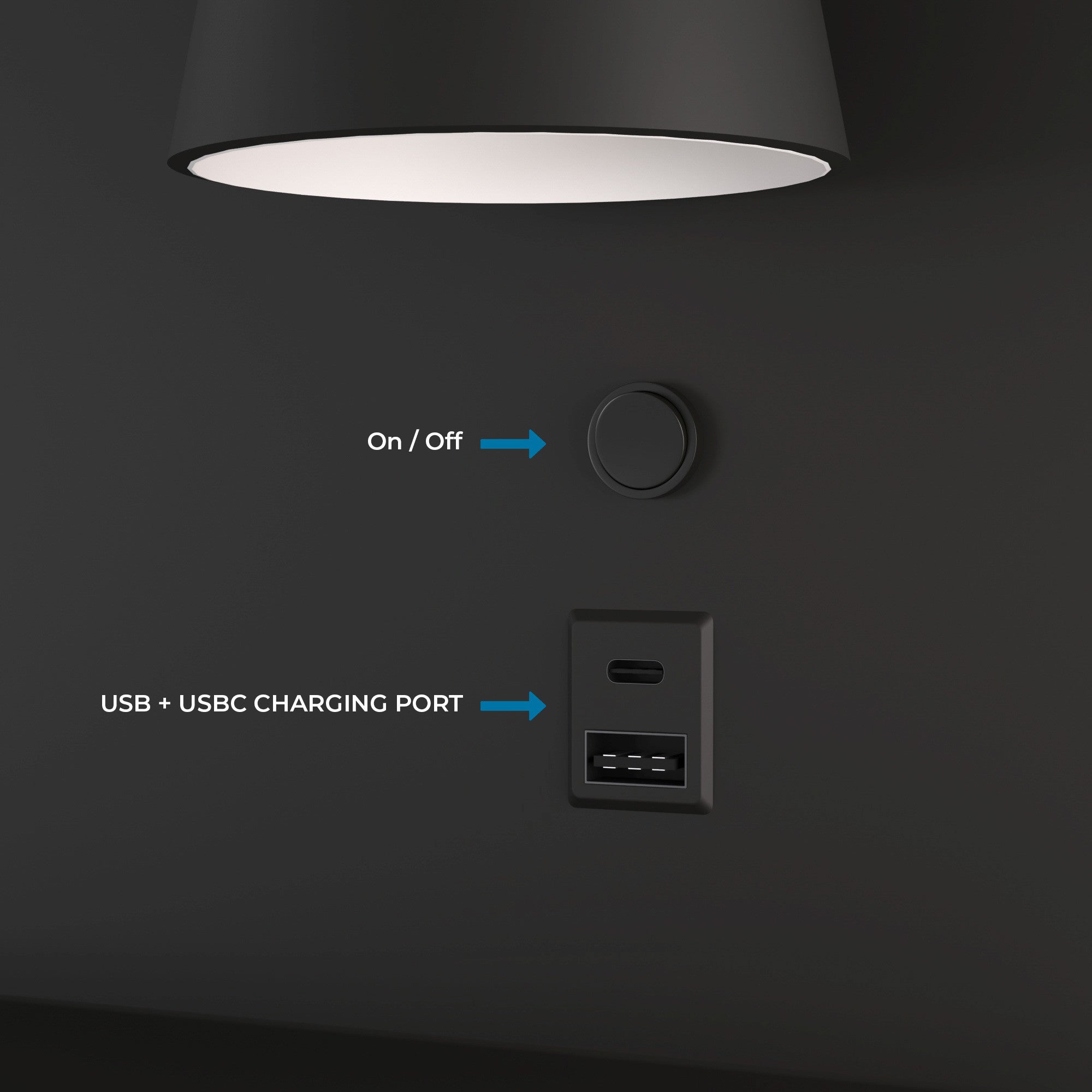 Aplique de pared para lectura "BASKOP" - 6W - CCT - Puerto USB + USB-C