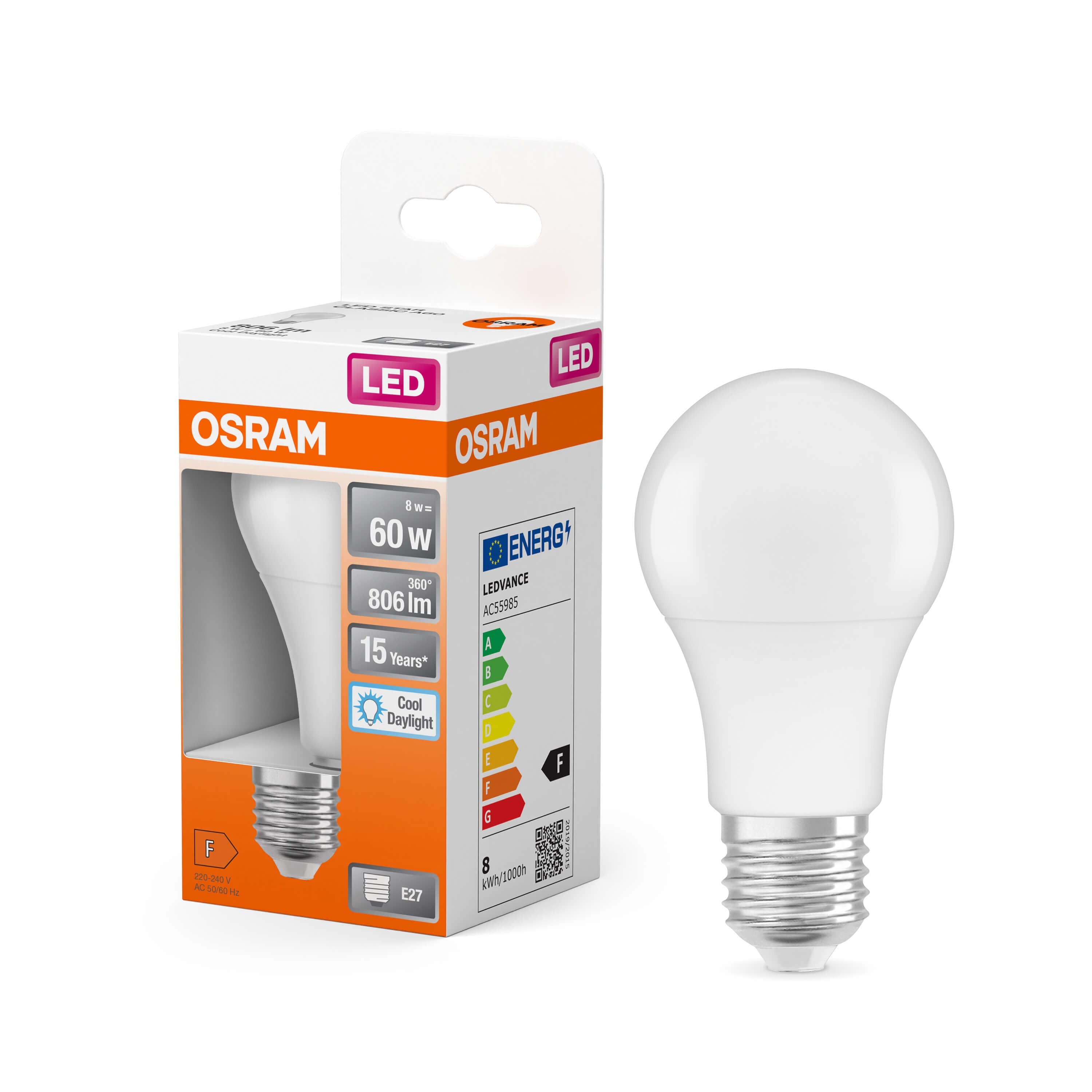Bombilla LED E27 A60 8W - LEDVANCE - 6500K
