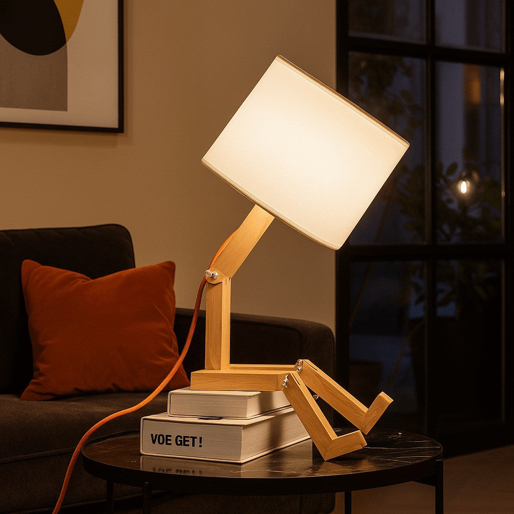 Lámpara de mesa de madera articulada "YOKI"