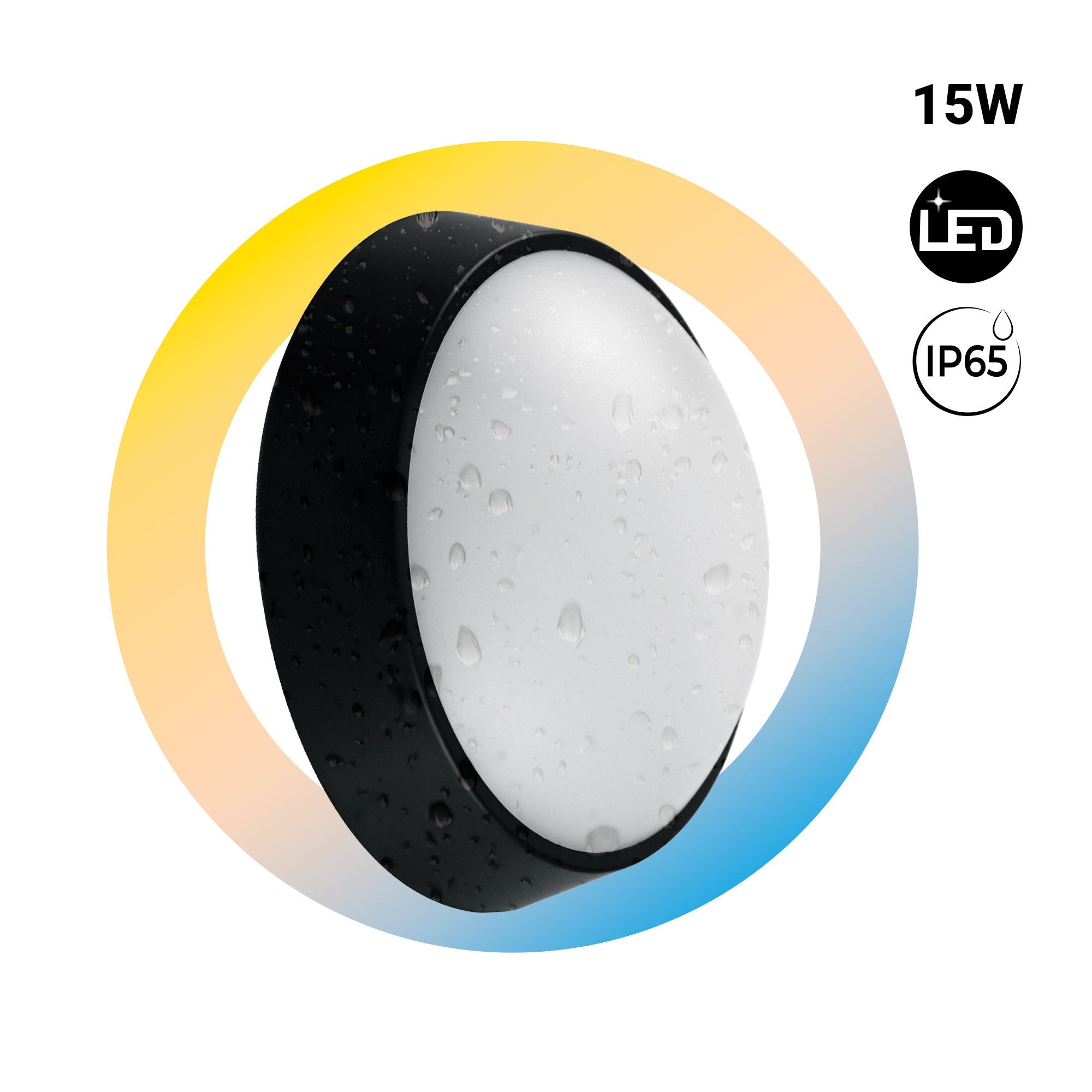 Plafón LED exterior redondo - 15W - CCT - 1500lm - IP65