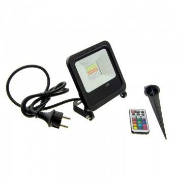 Foco proyector LED RGB 50W con mando  IP65
