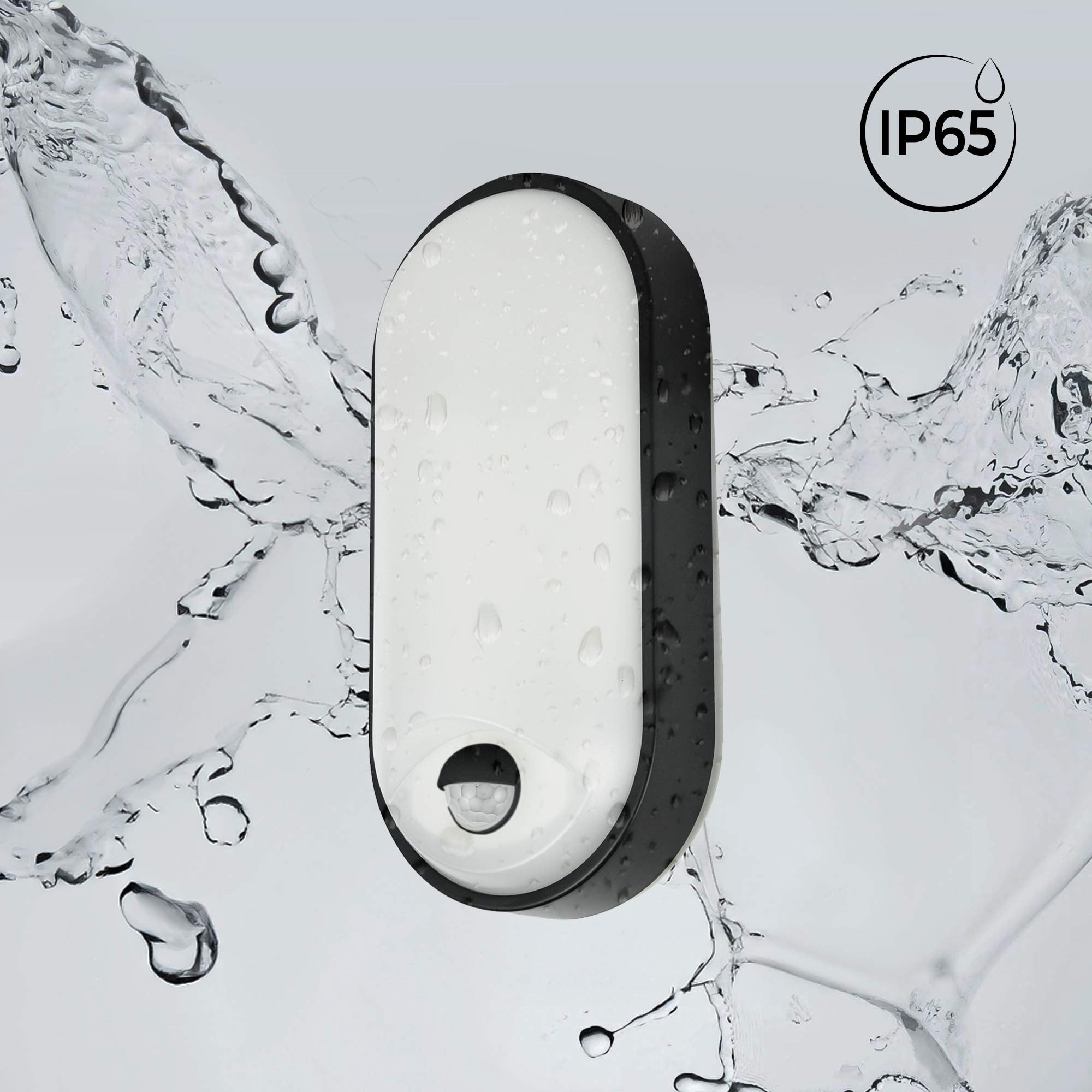 Plafón LED exterior ovalado con sensor PIR - 15W - CCT - IP65