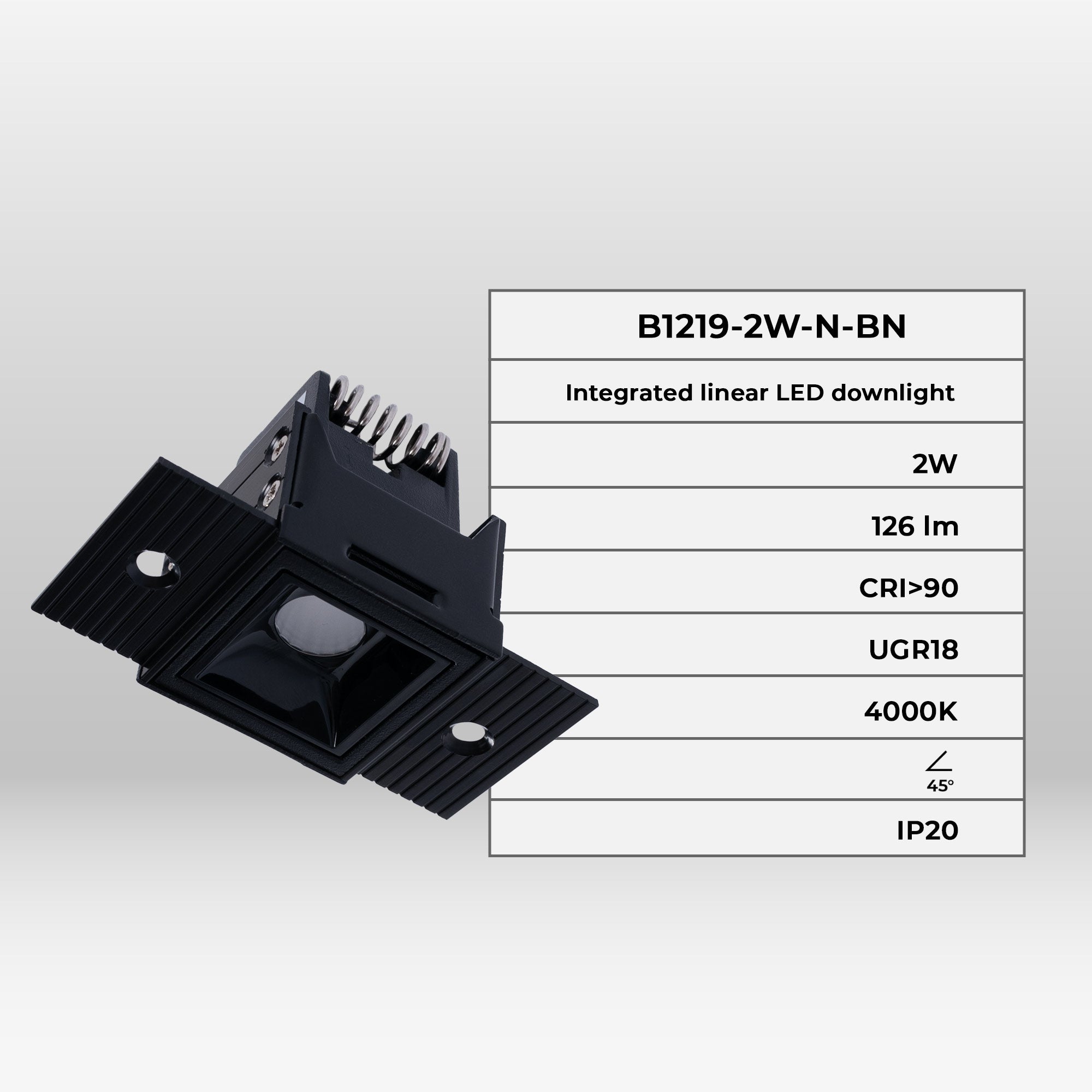 Foco lineal LED trimless / integración - 2W - UGR18 - CRI90