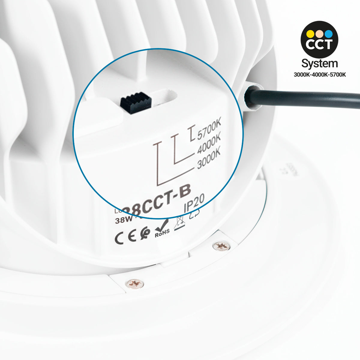 Downlight LED circular orientable CCT 38W - 120° Driver LIFUD