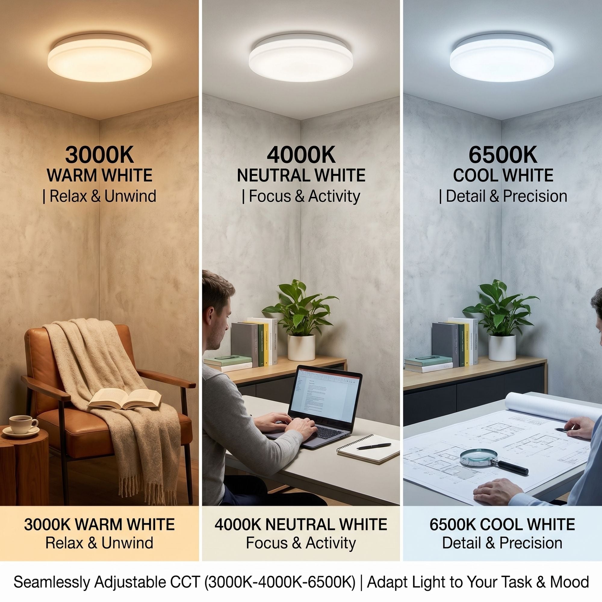 Plafón LED de techo - CCT - 23W - CRI80 - IP20