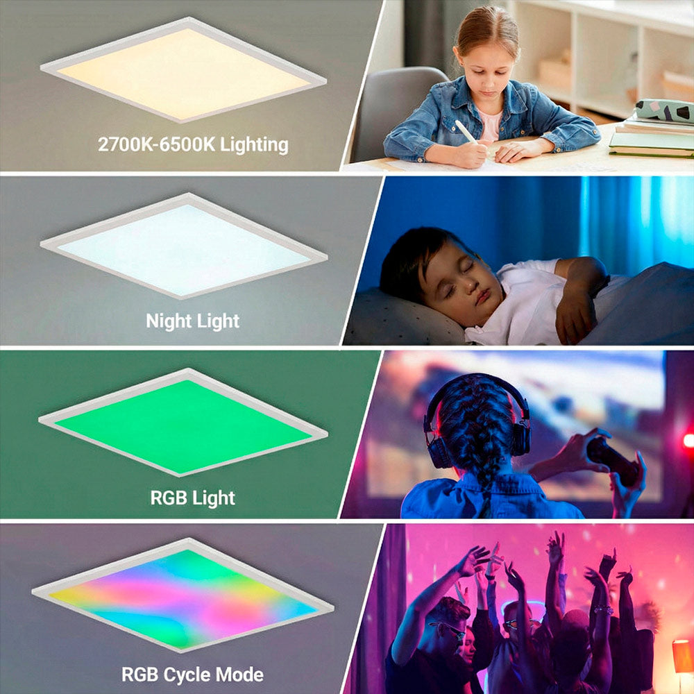 Plafón de techo LED Backlight - 60x60cm - 36W - CCT + RGB IC - Con mando a distancia