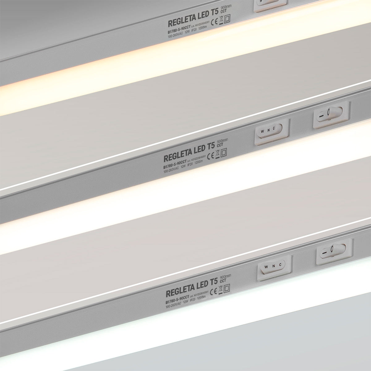 Regleta LED bajo mueble T5 12W CCT 90 cm | Luz blanca ajustable + interruptor