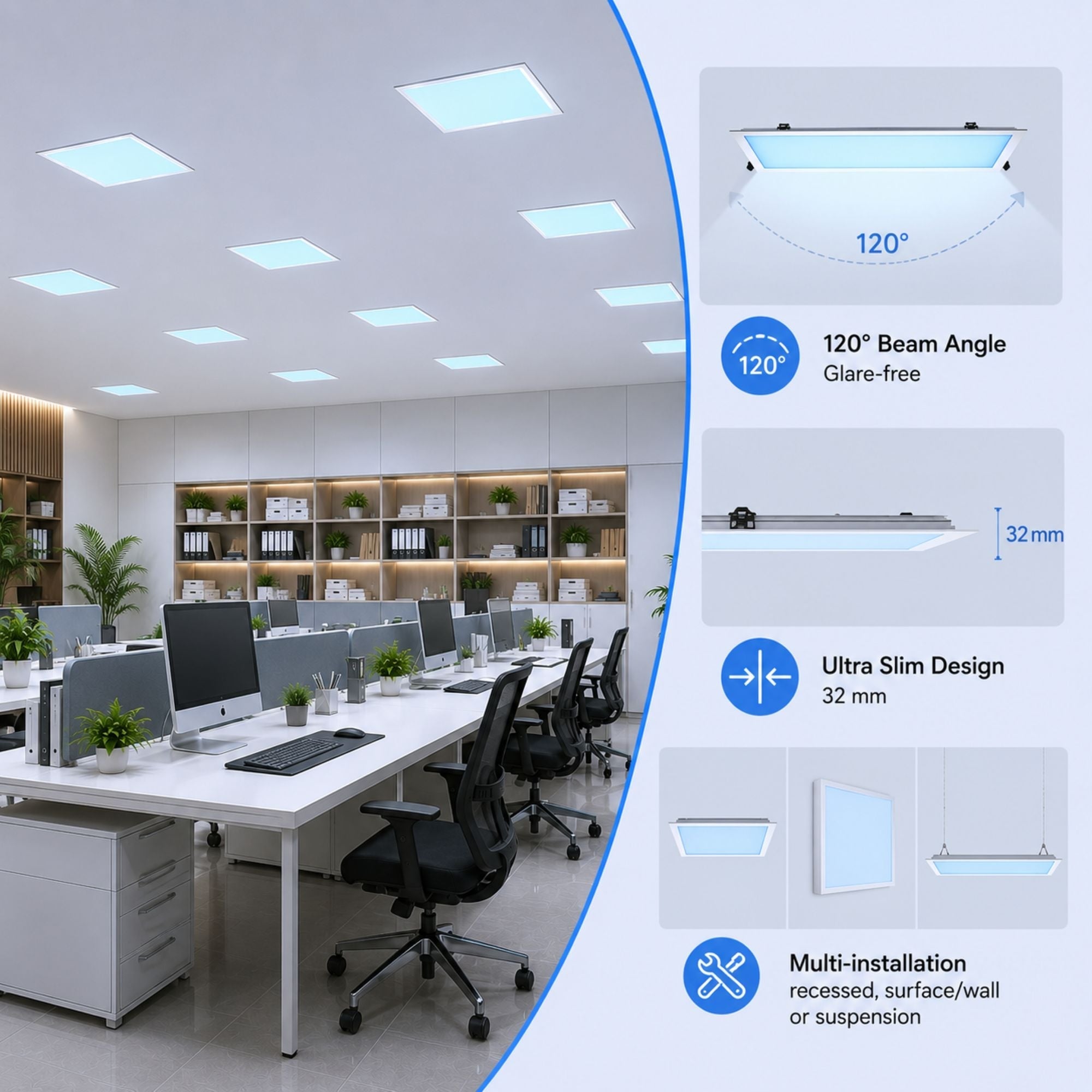 Panel Blue Skylight efecto cielo "SKYWIN SR" - Slim - Daylight - 45W - 60x30cm