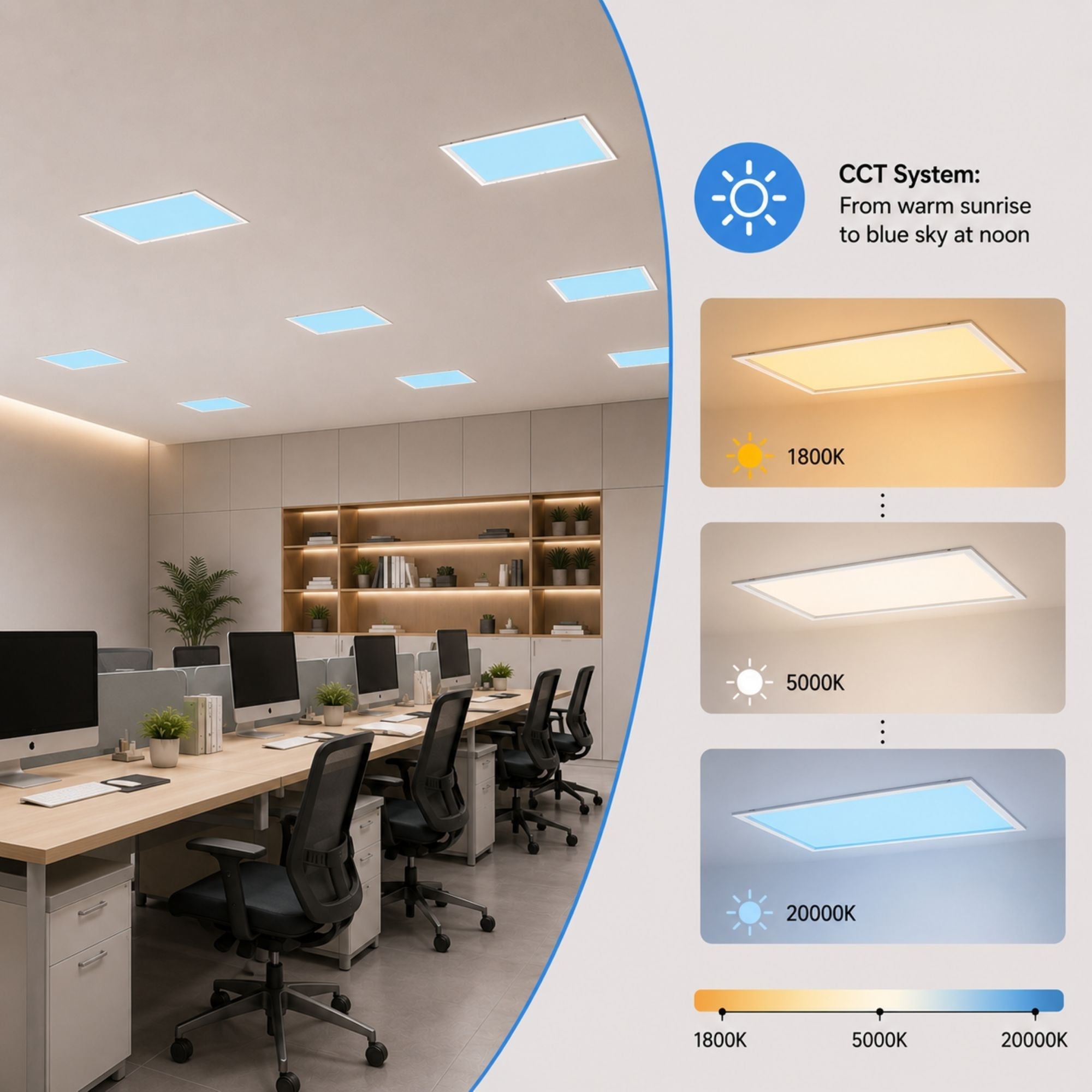 Panel Blue Skylight efecto cielo "SKYWIN SR SMART" - Slim - CCT - 45W - 60x30cm
