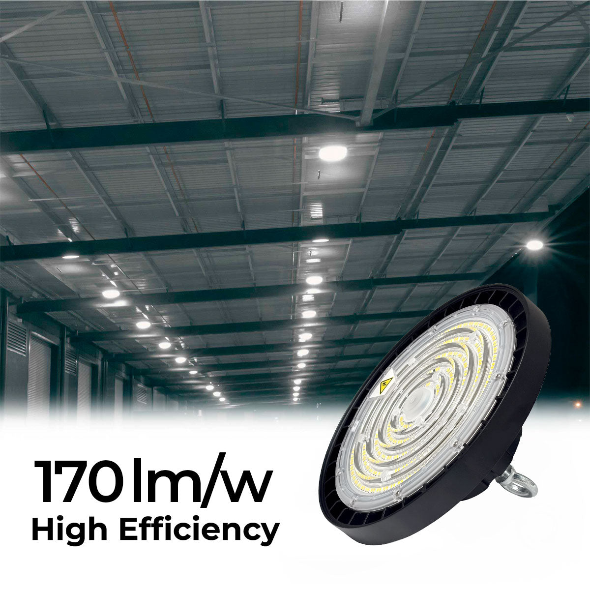 Campana LED UFO industrial - CCT - 150W - 170lm/W - Driver LIFUD - Ángulo seleccionable 110º/90º/70º - IP65