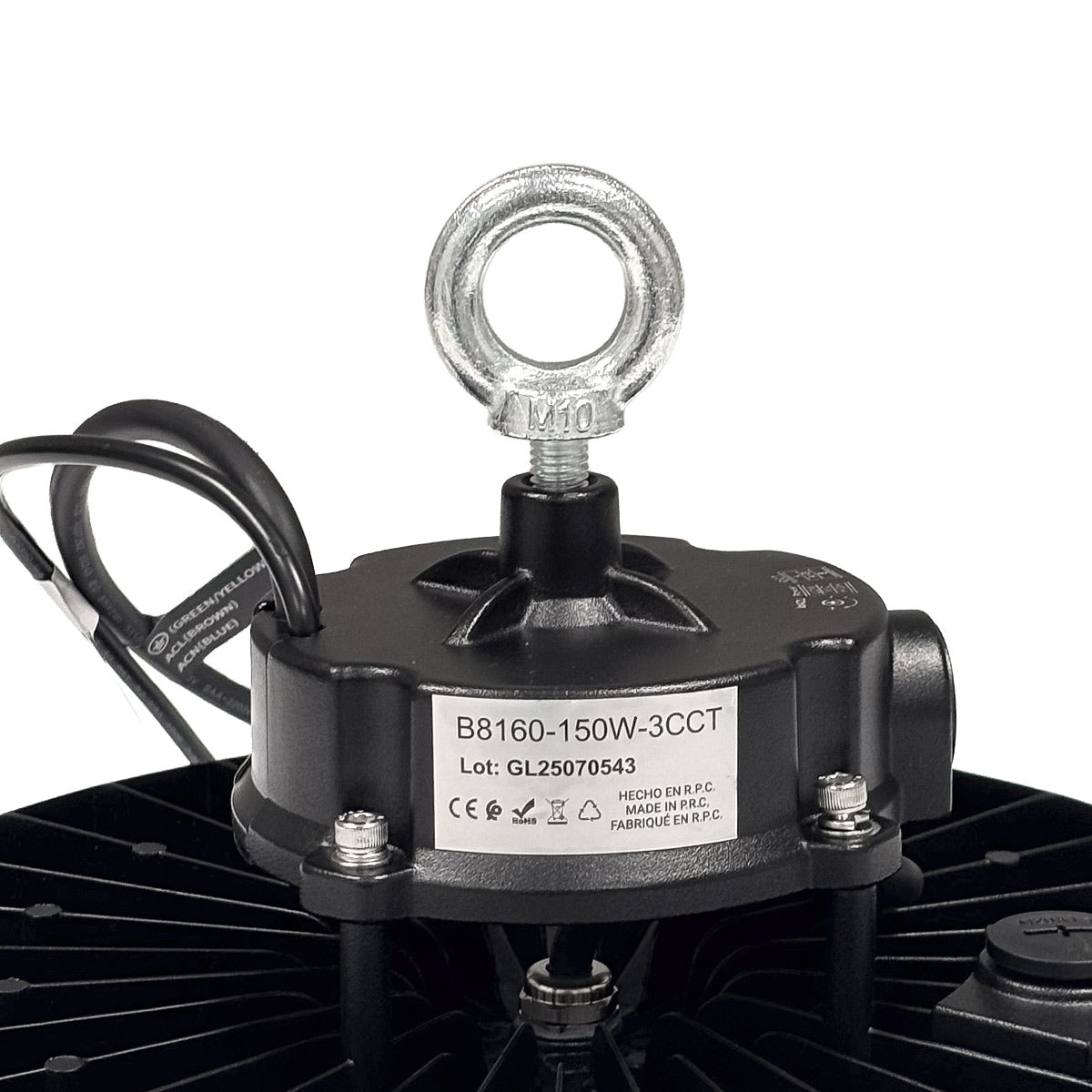 Campana LED UFO industrial - CCT - 150W - 170lm/W - Driver LIFUD - Ángulo seleccionable 110º/90º/70º - IP65
