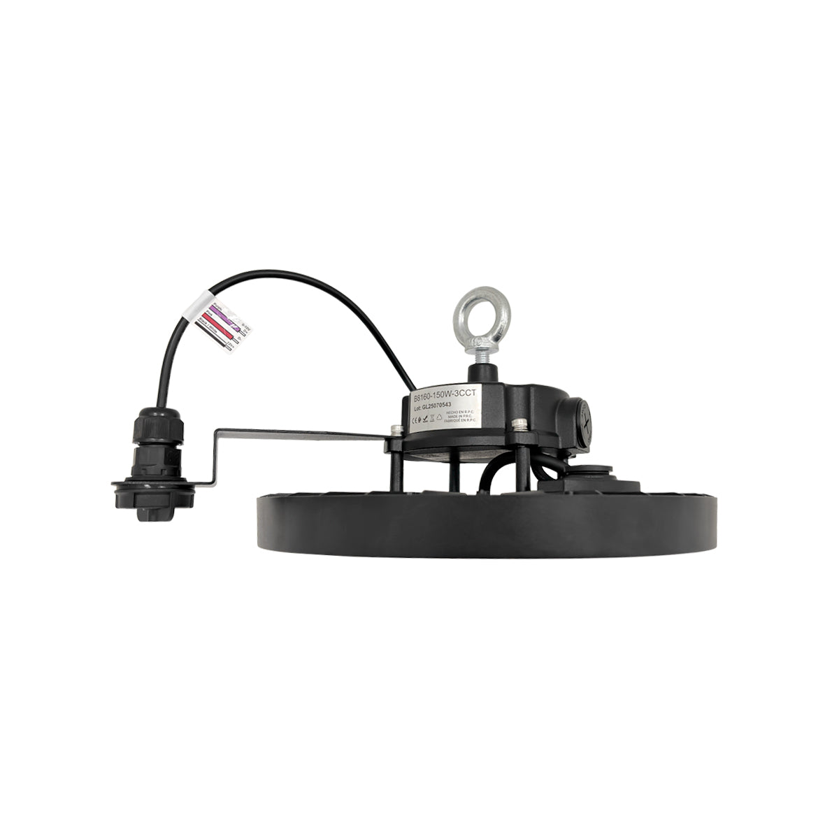 Campana LED UFO industrial - CCT - 150W - 170lm/W - Driver LIFUD - Ángulo seleccionable 110º/90º/70º - IP65