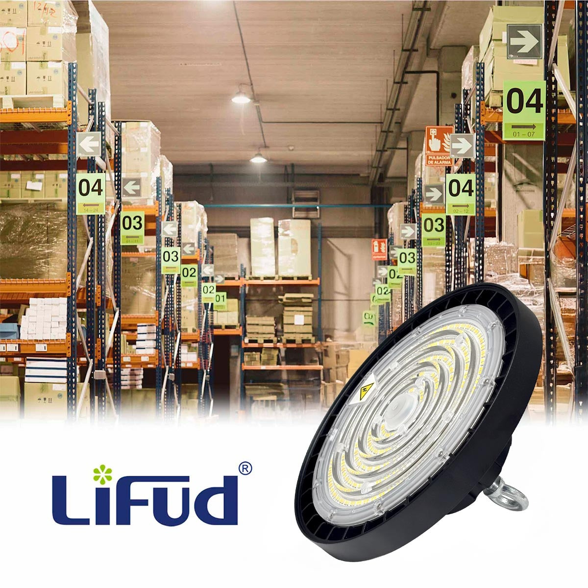 Campana LED UFO industrial - CCT - 200W - 170lm/W - Driver LIFUD - Ángulo seleccionable 110º/90º/70º - IP65