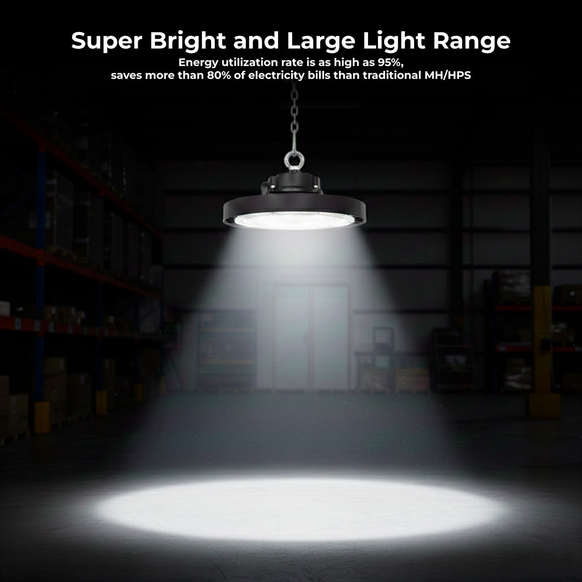 Campana LED UFO industrial - CCT - 150W - 170lm/W - Driver LIFUD - Ángulo seleccionable 110º/90º/70º - IP65