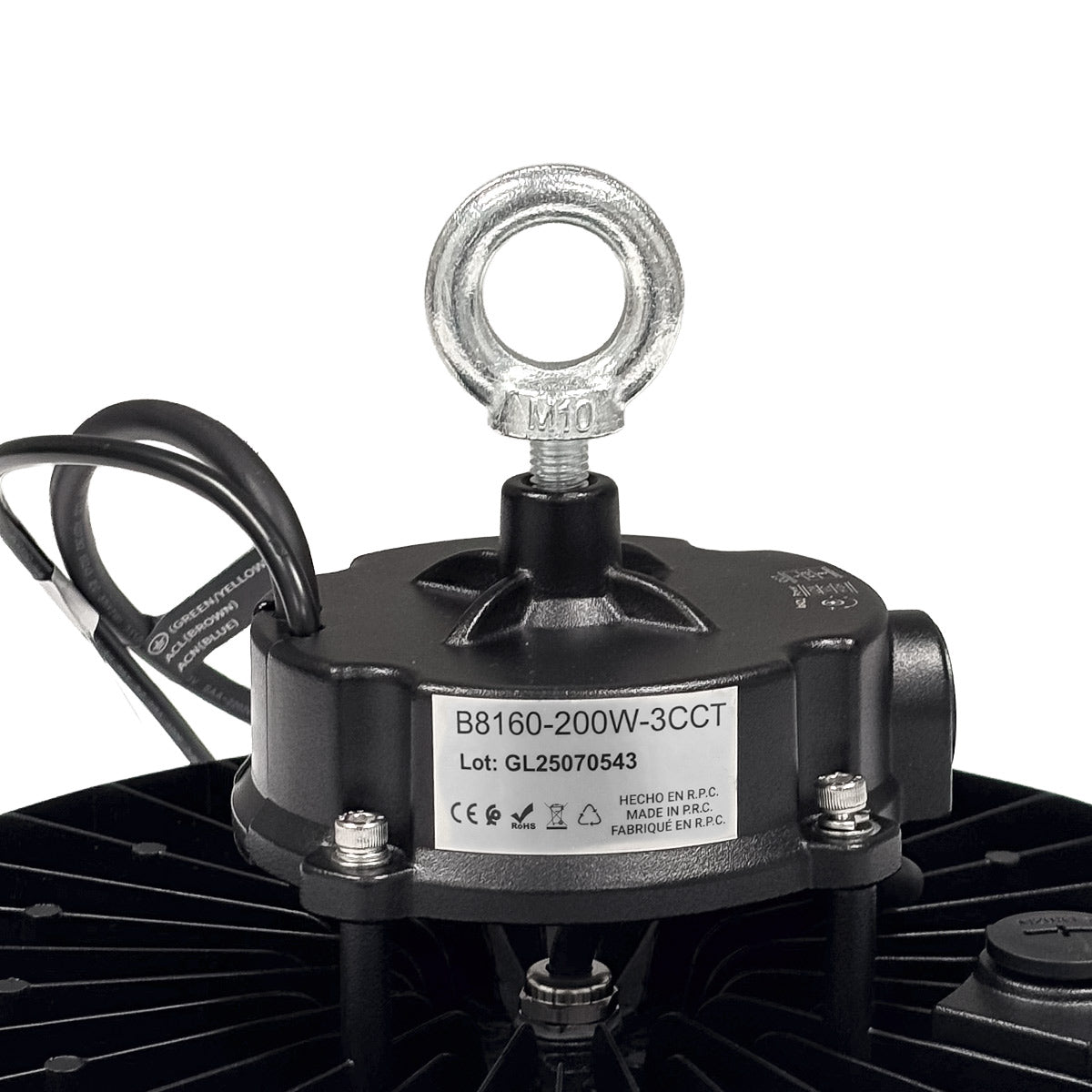 Campana LED UFO industrial - CCT - 200W - 170lm/W - Driver LIFUD - Ángulo seleccionable 110º/90º/70º - IP65