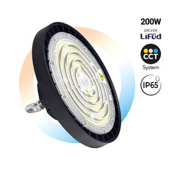 Campana LED UFO industrial - CCT - 200W - 170lm/W - Driver LIFUD - Ángulo seleccionable 110º/90º/70º - IP65