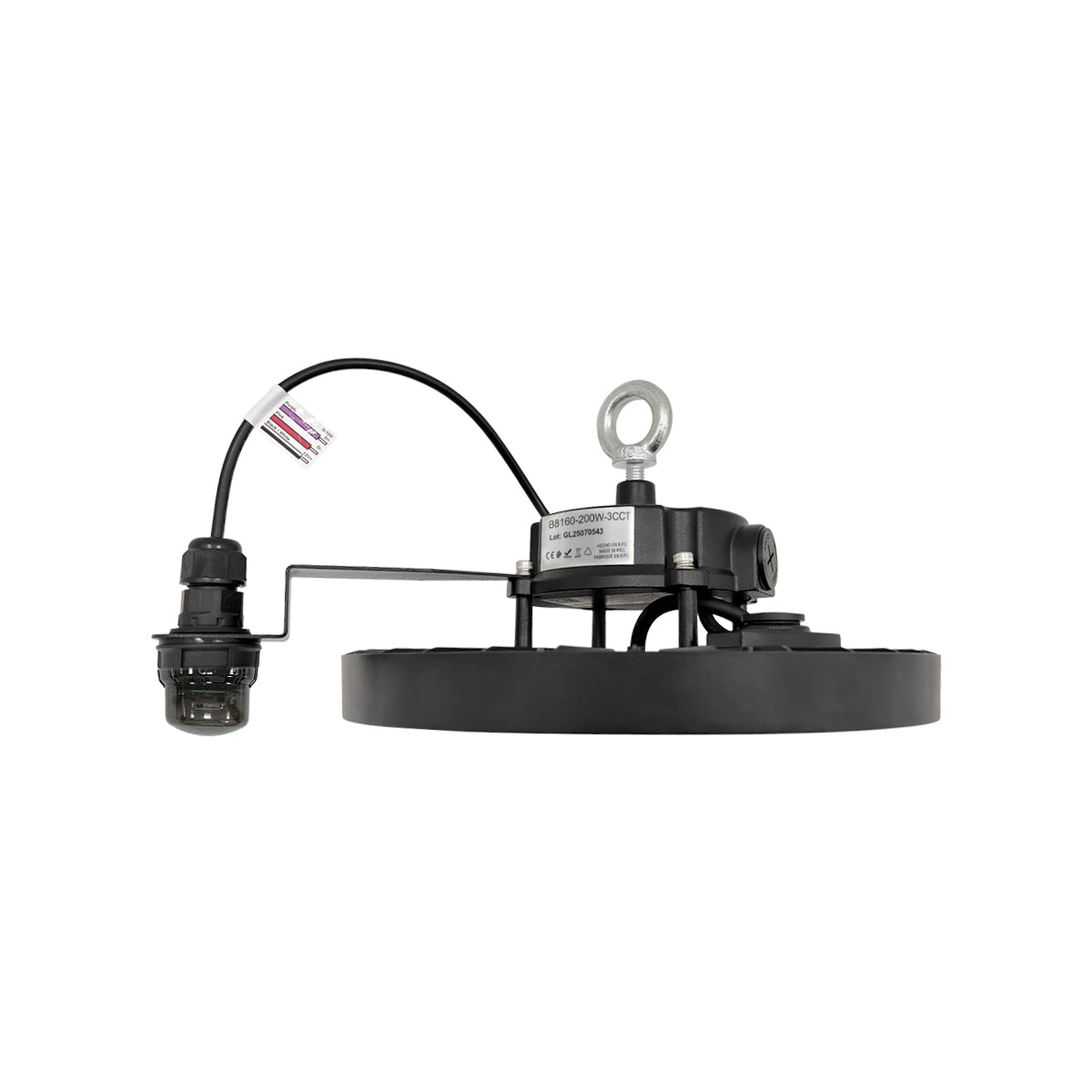 Campana LED UFO industrial - CCT - 200W - 170lm/W - Driver LIFUD - Ángulo seleccionable 110º/90º/70º - IP65