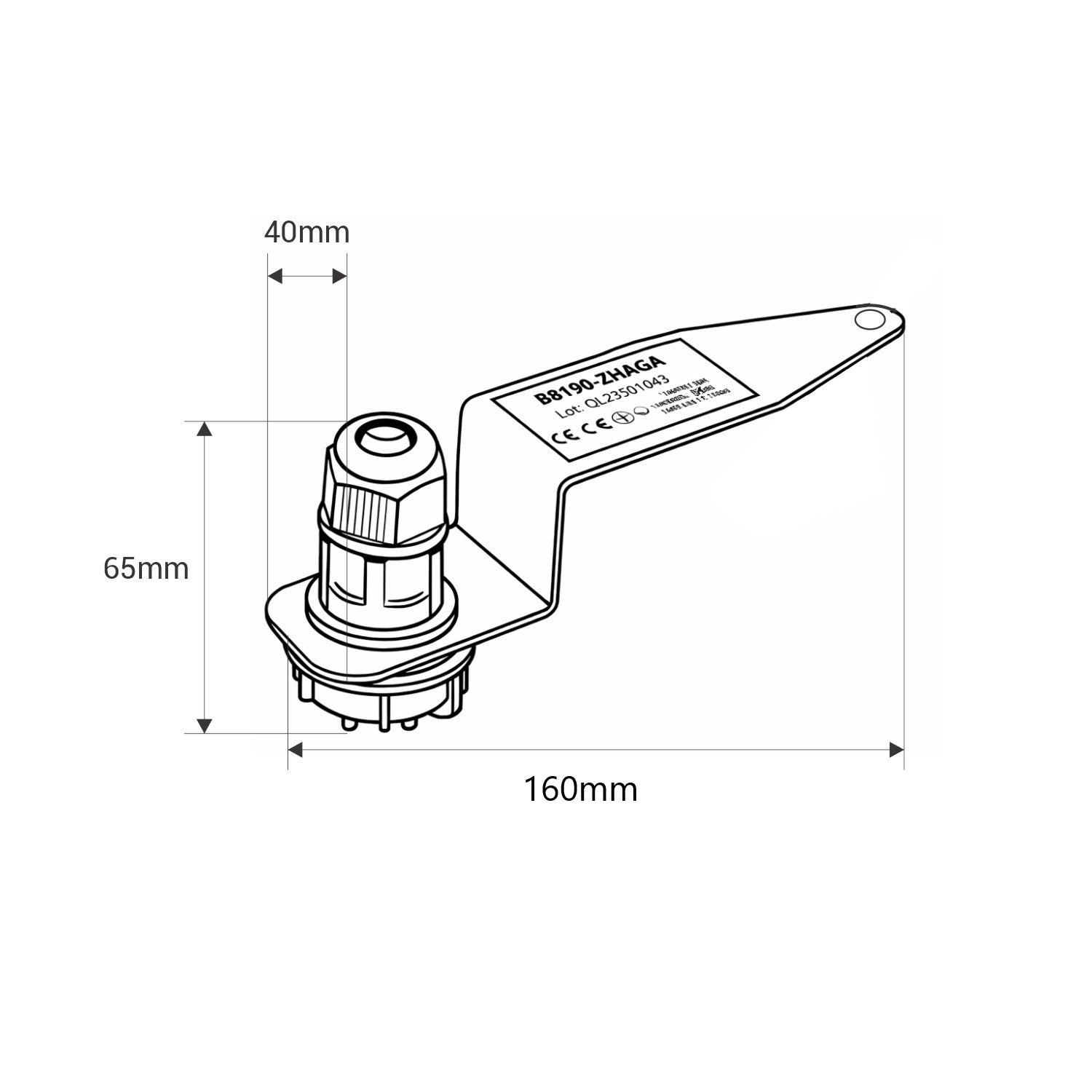 Bracket con zócalo ZHAGA para campana LED industrial B8160