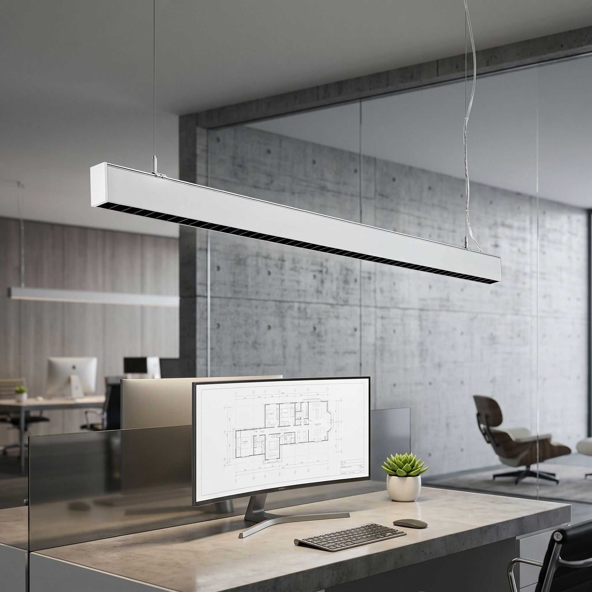 Luminaria  colgante lineal LED 30W 120cm 2750lm de bajo UGR16