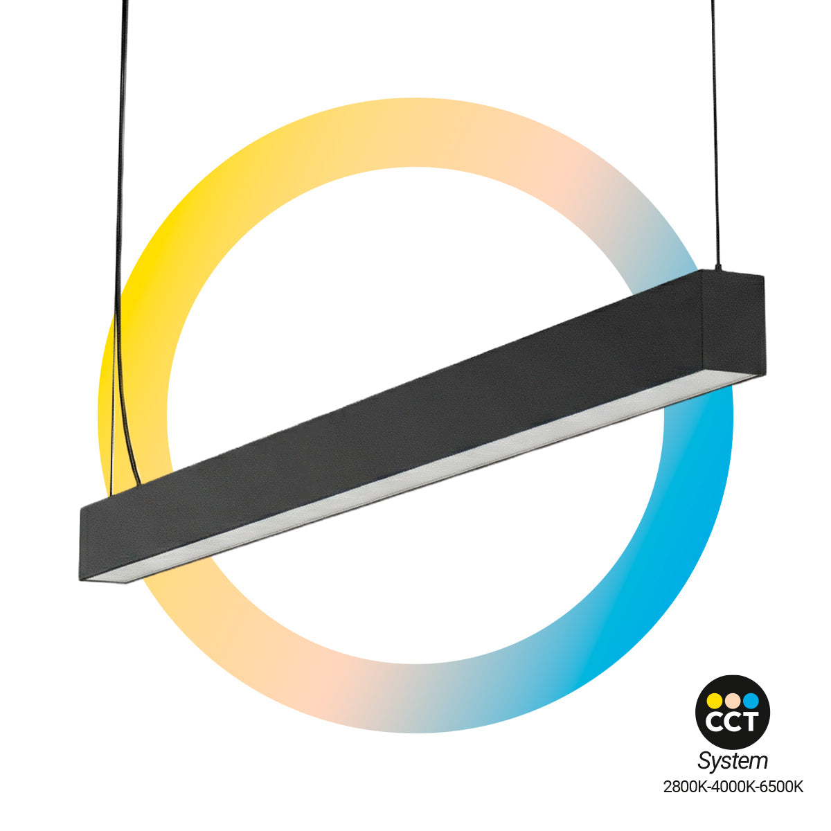 Lámpara lineal LED DOB CCT - 40W - 120cm - 120lm/W - PVC - Suspensión