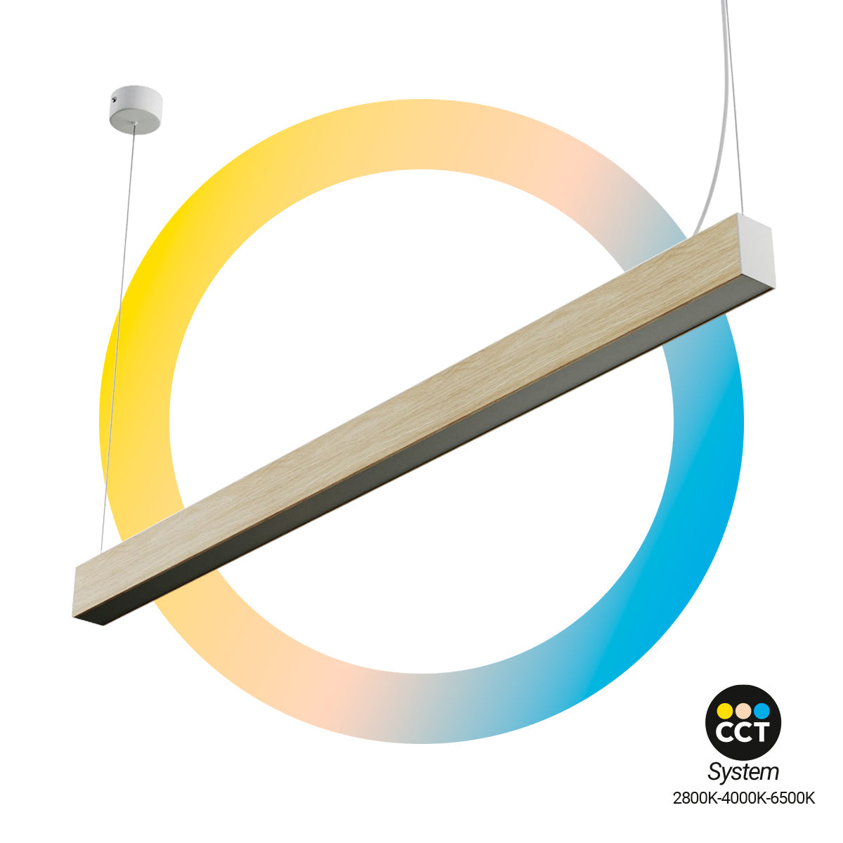Lámpara lineal LED DOB CCT - 60W - 180cm - 120lm/W - PVC - Suspensión