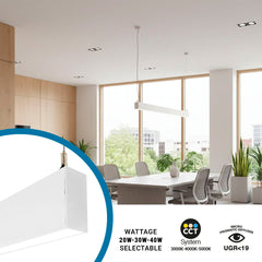 Luminaria lineal LED CCT - Bidireccional - Suspensión - Potencia ajustable 20W/30W/40W - 120cm - UGR 19