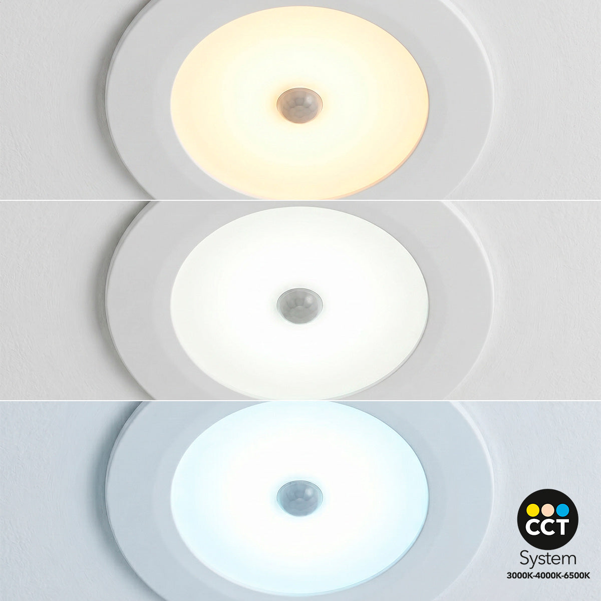 Downlight LED con sensor PIR "CLIO" - 8W - CCT - 700lm - Corte Ø85mm - IP54