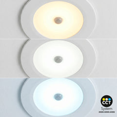 Downlight LED con sensor PIR "CLIO" - 8W - CCT - 700lm - Corte Ø85mm - IP54