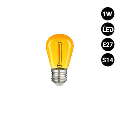 Bombilla LED Filamento - S14 E27 - 1W - Cristal de colores