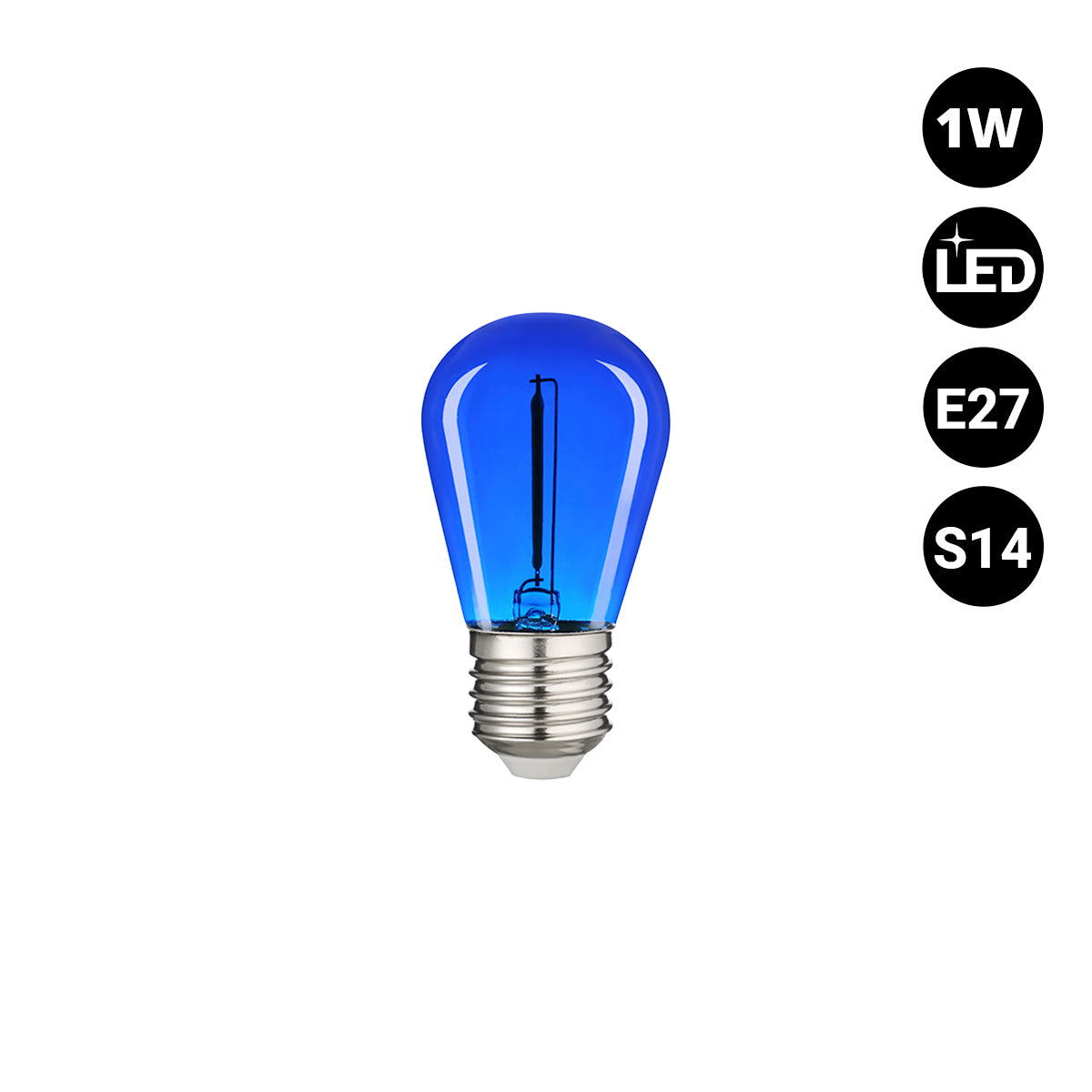 Bombilla LED Filamento - S14 E27 - 1W - Cristal de colores