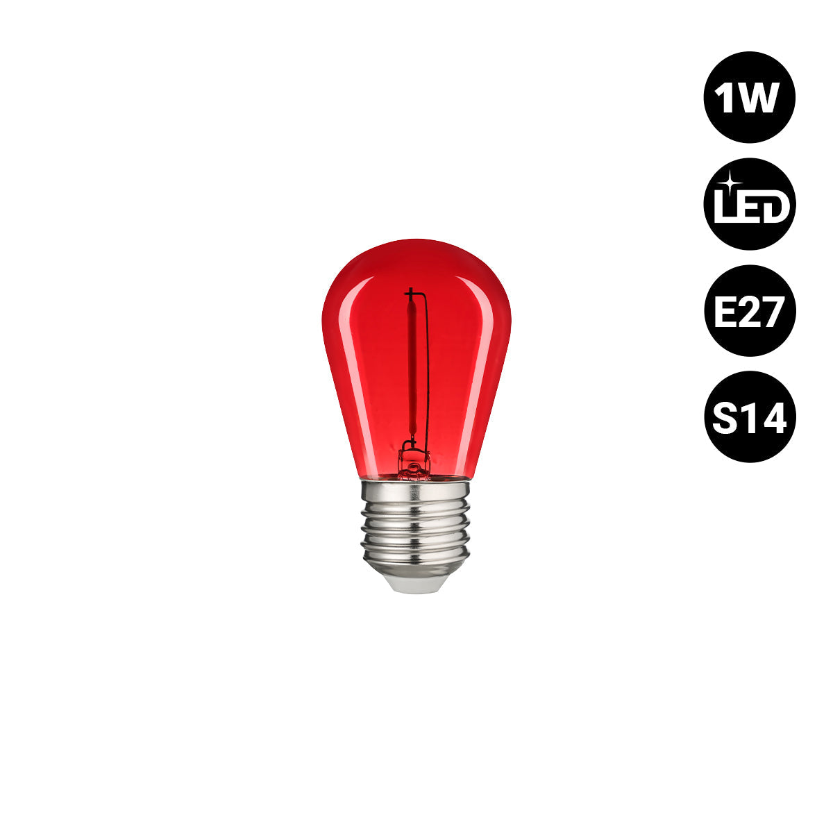 Bombilla LED Filamento - S14 E27 - 1W - Cristal de colores